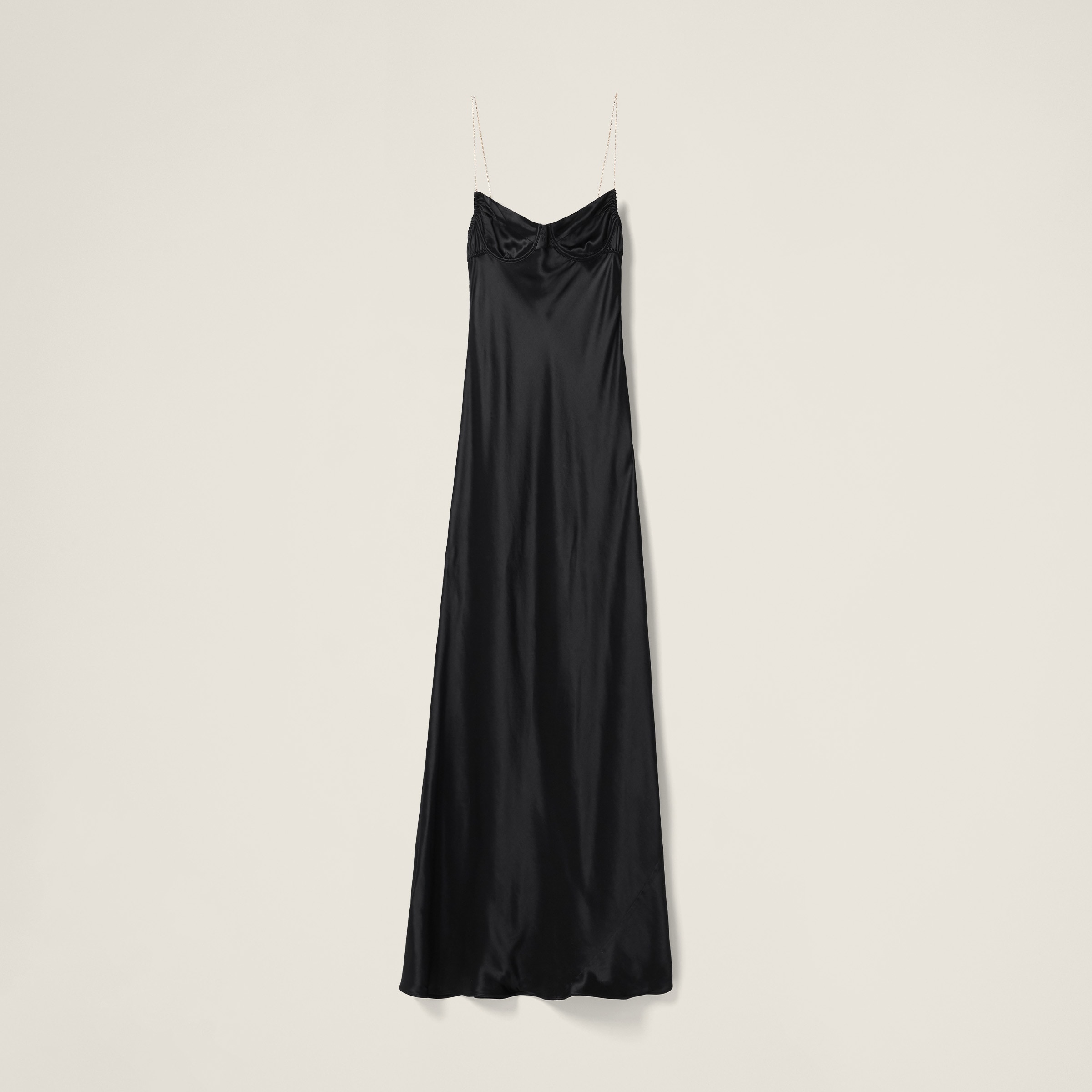 Miu Miu Long Satin Dress In Black