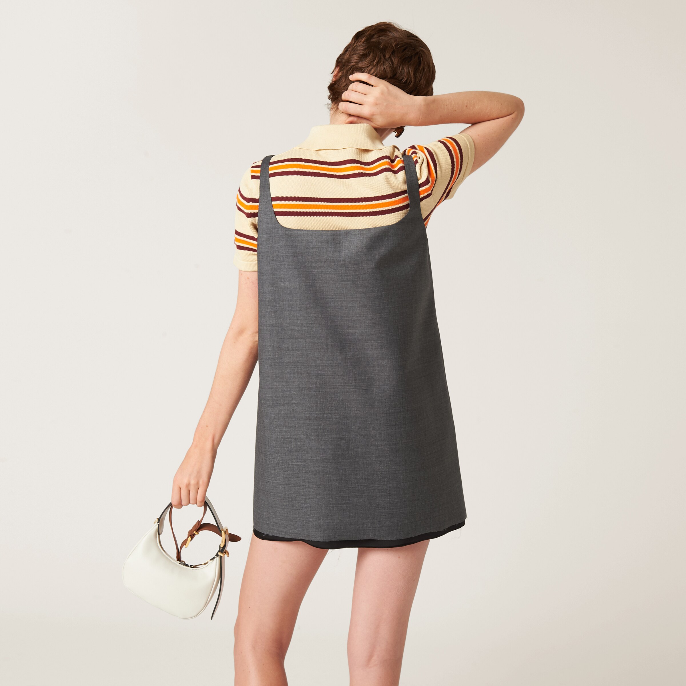 ワンピース Miu Miu Grisaille dress Miu Miu Grisaille logo-embroidered Mini Dress | Grey | FARFETCH