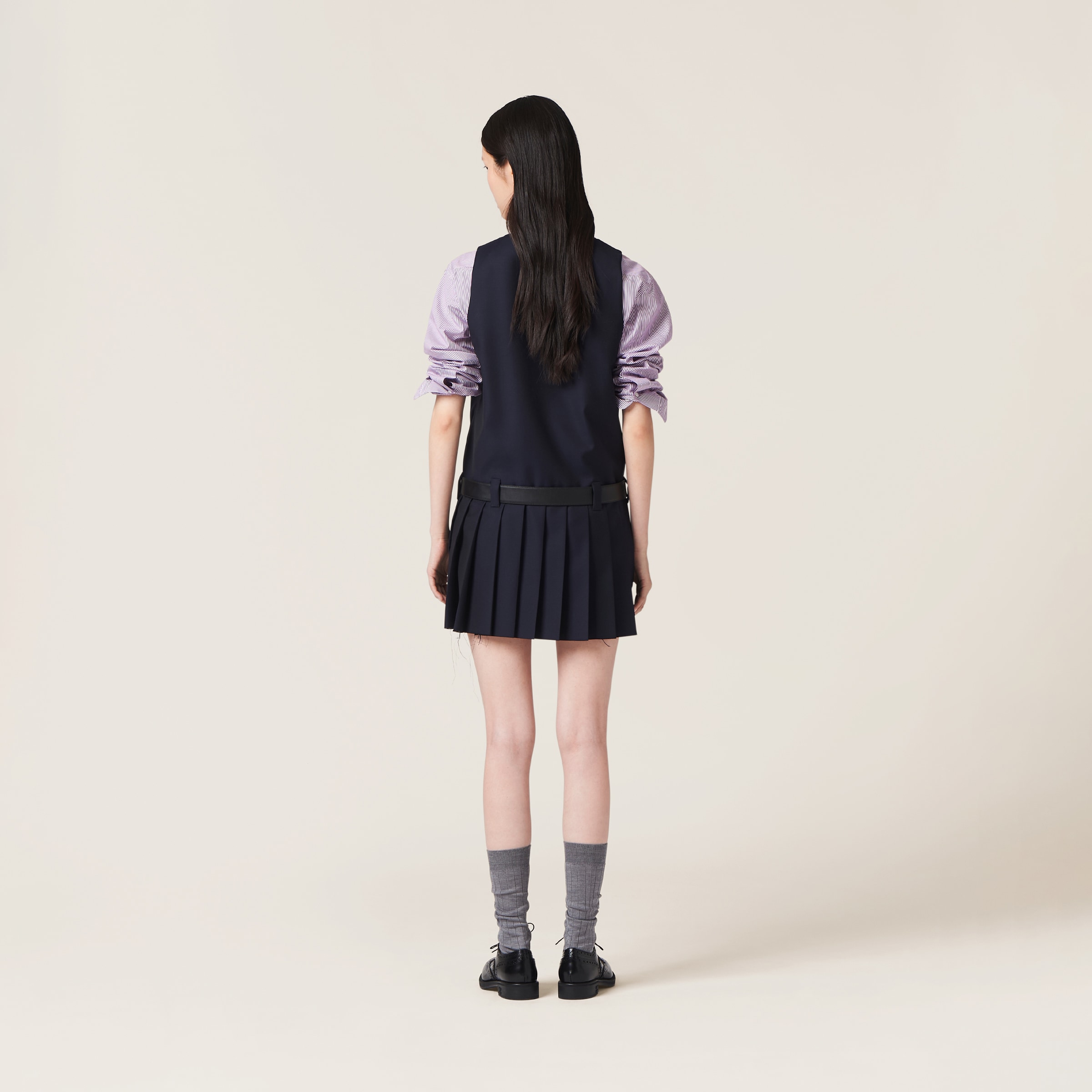 Shop Miumiu Batavia Dress In Navy