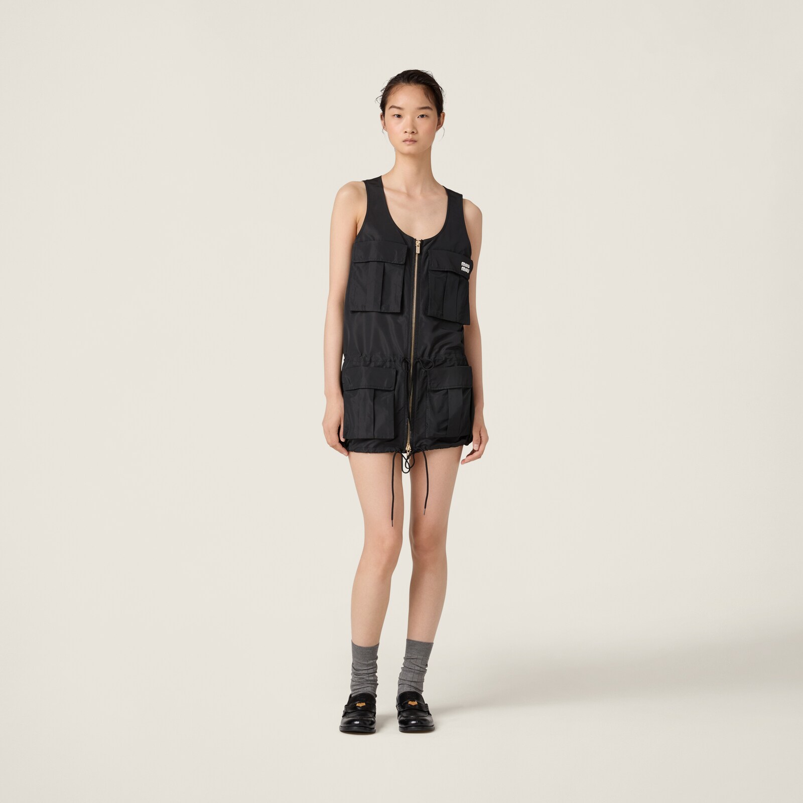 Black Technical Fabric Mini-dress | Miu Miu