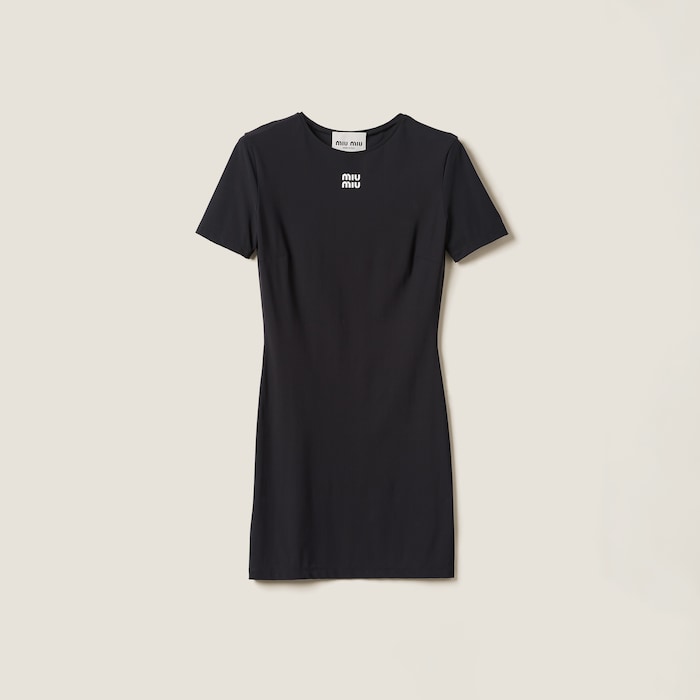 Miu Miu｜DRESSES (MF5397 122R F0002) Black Stretch Jersey Minidress | Miu Miu