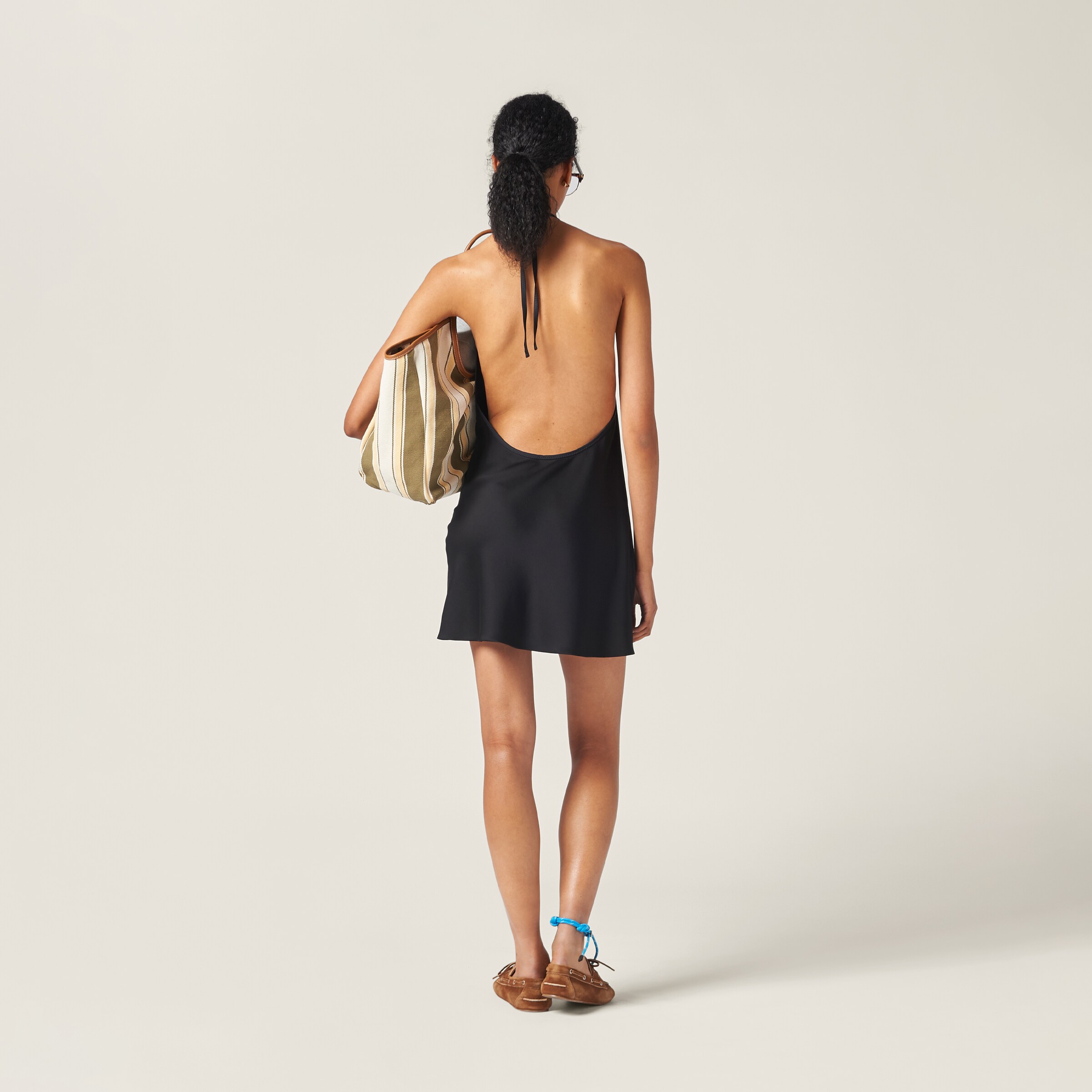 ワンピース MiuMiu FW24 Black satin dress (MF5417SOOO1254 F0002) Black Satin Dress | Miu Miu