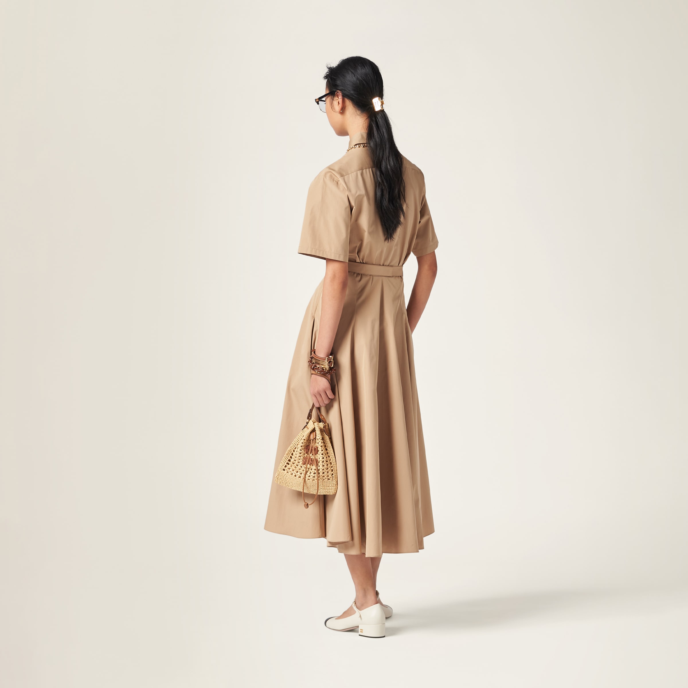 Khaki Poplin Dress | Miu Miu