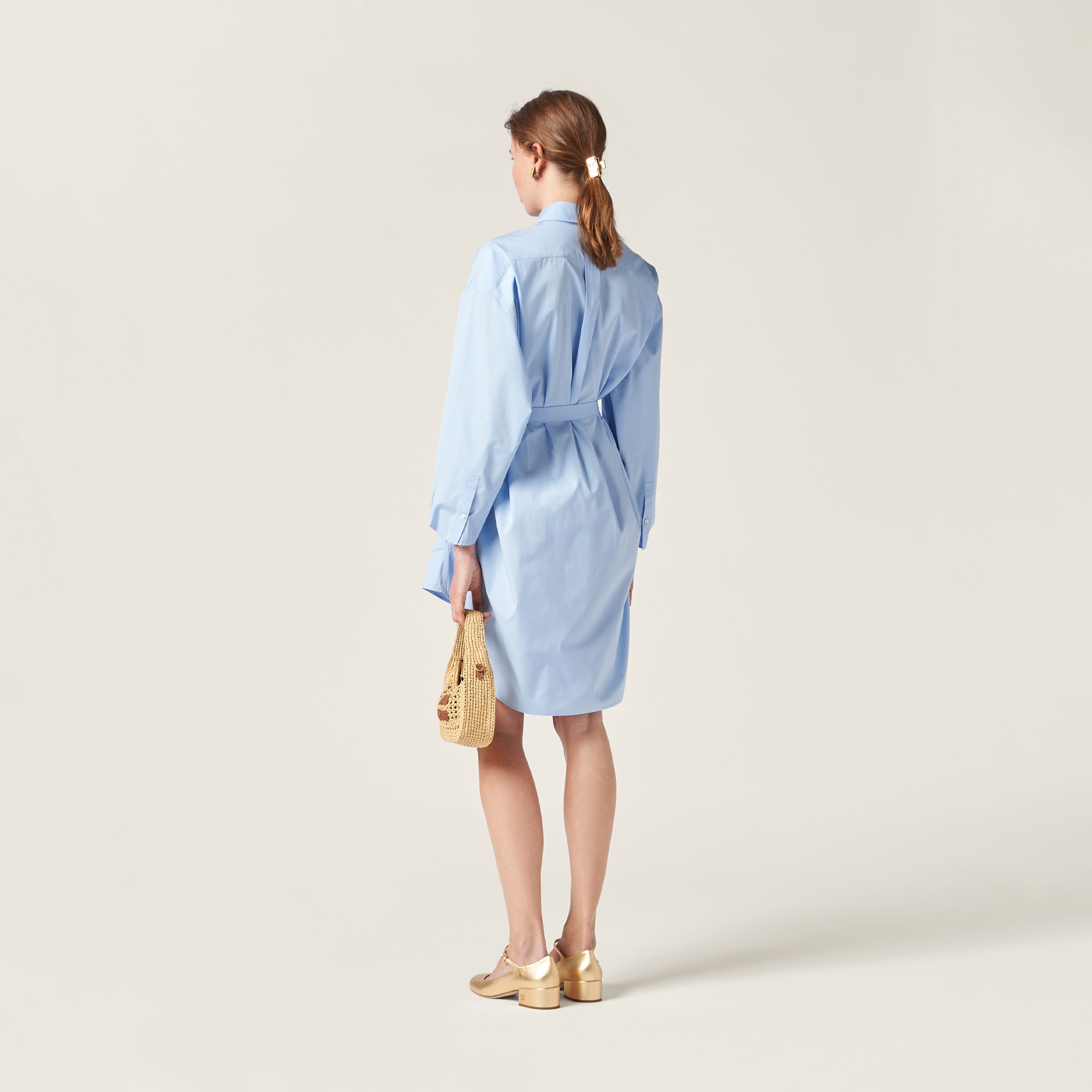 Sky Blue Poplin Shirtdress | Miu Miu