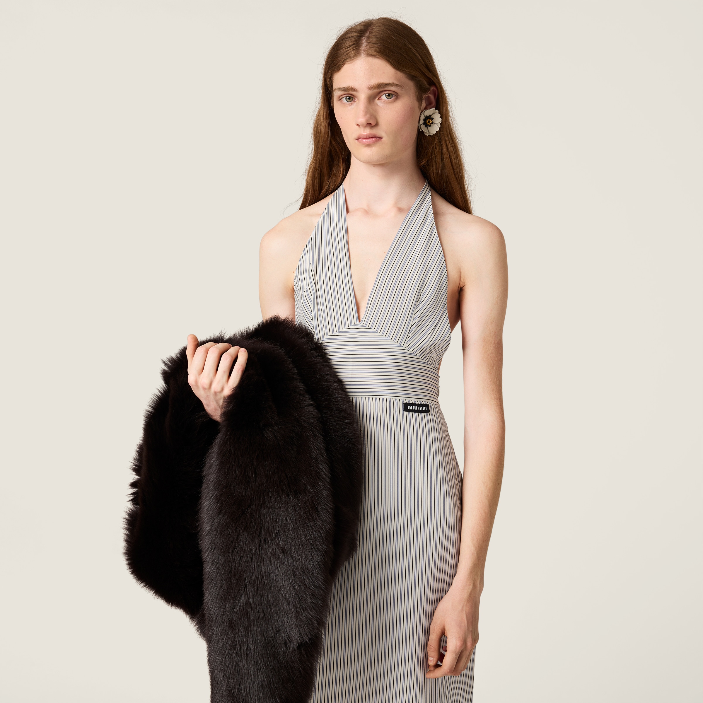 Miu Miu Crêpe De Chine Dress In Multi