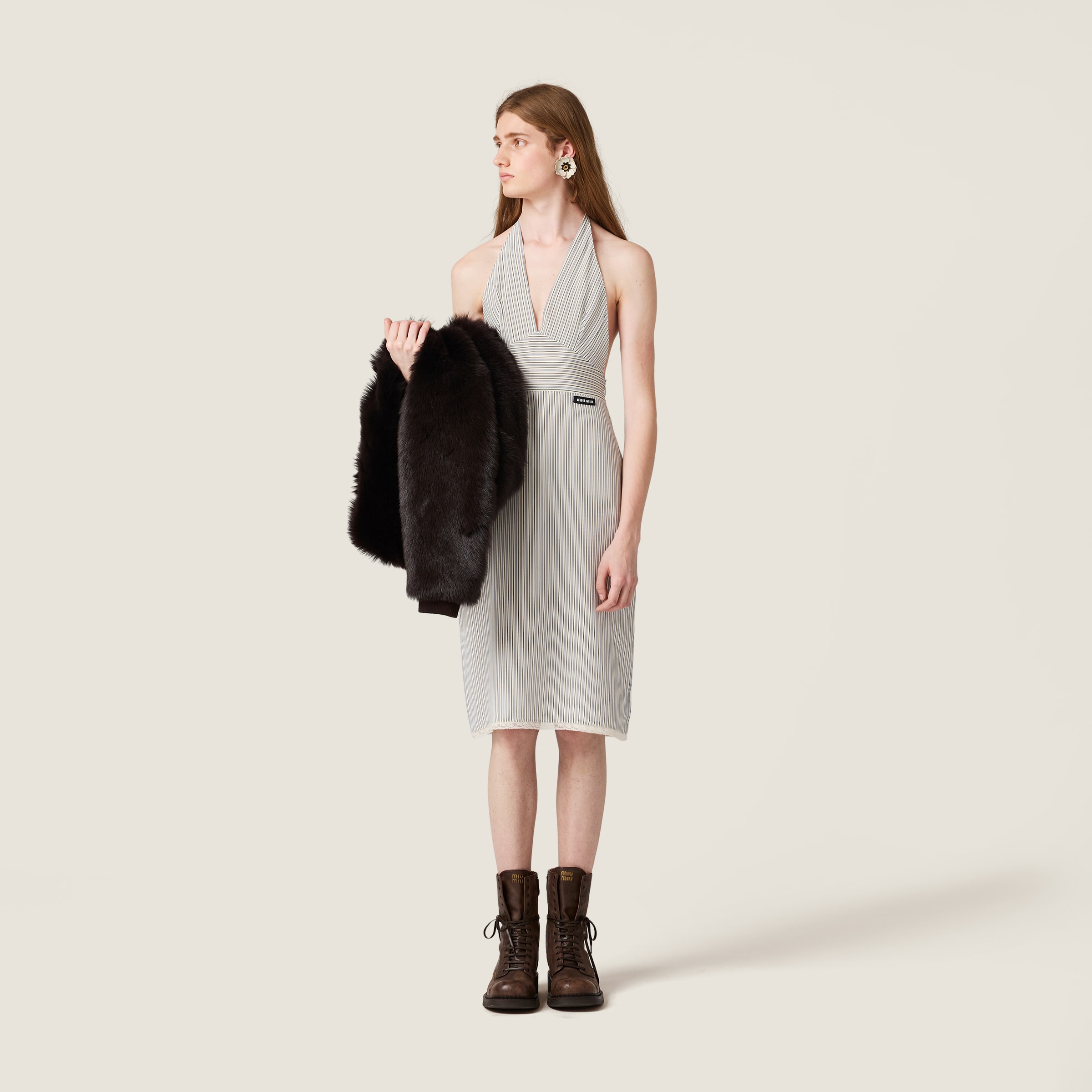 Miu Miu Crêpe De Chine Dress In Multi