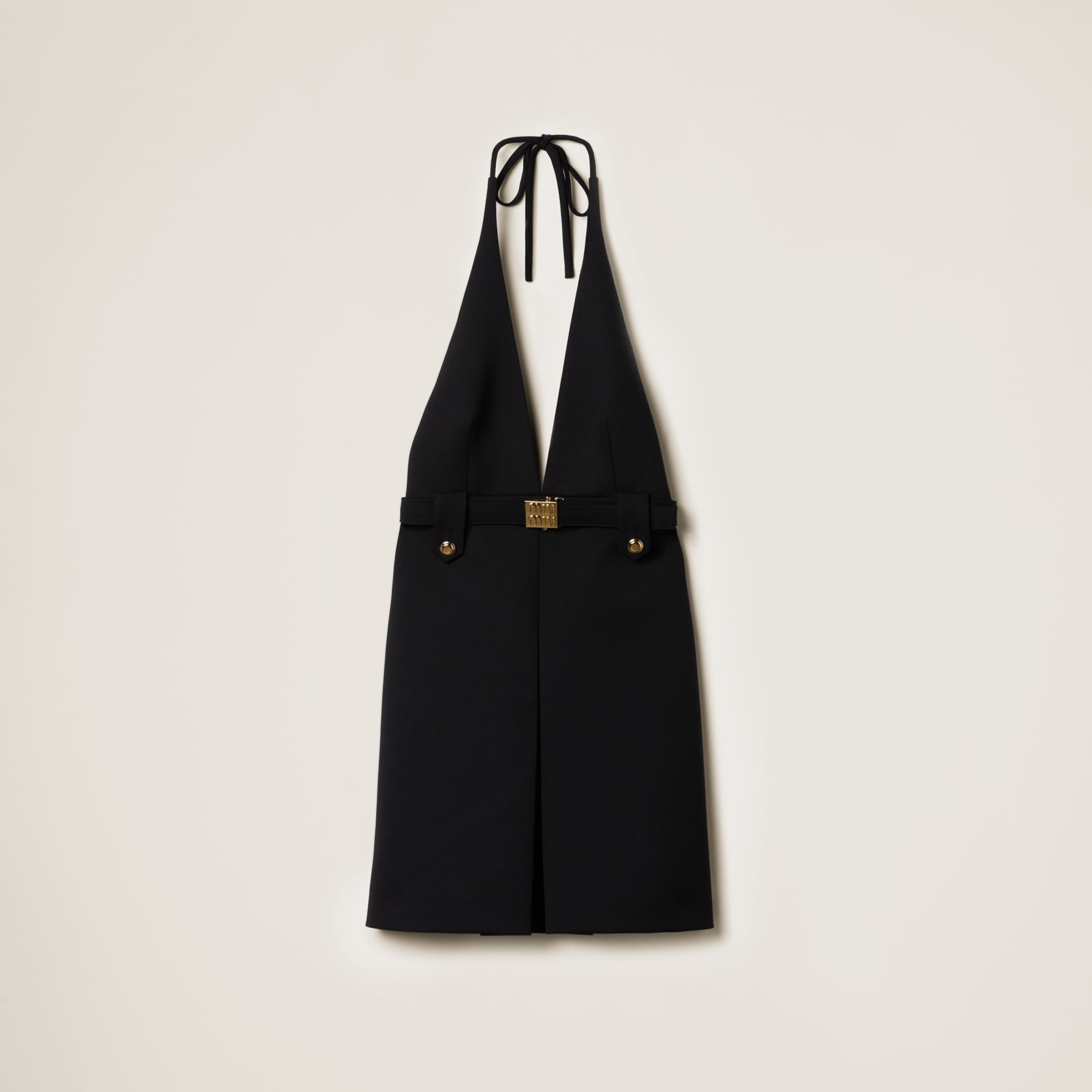 Miu Miu Grain De Poudre Halter Dress In Black