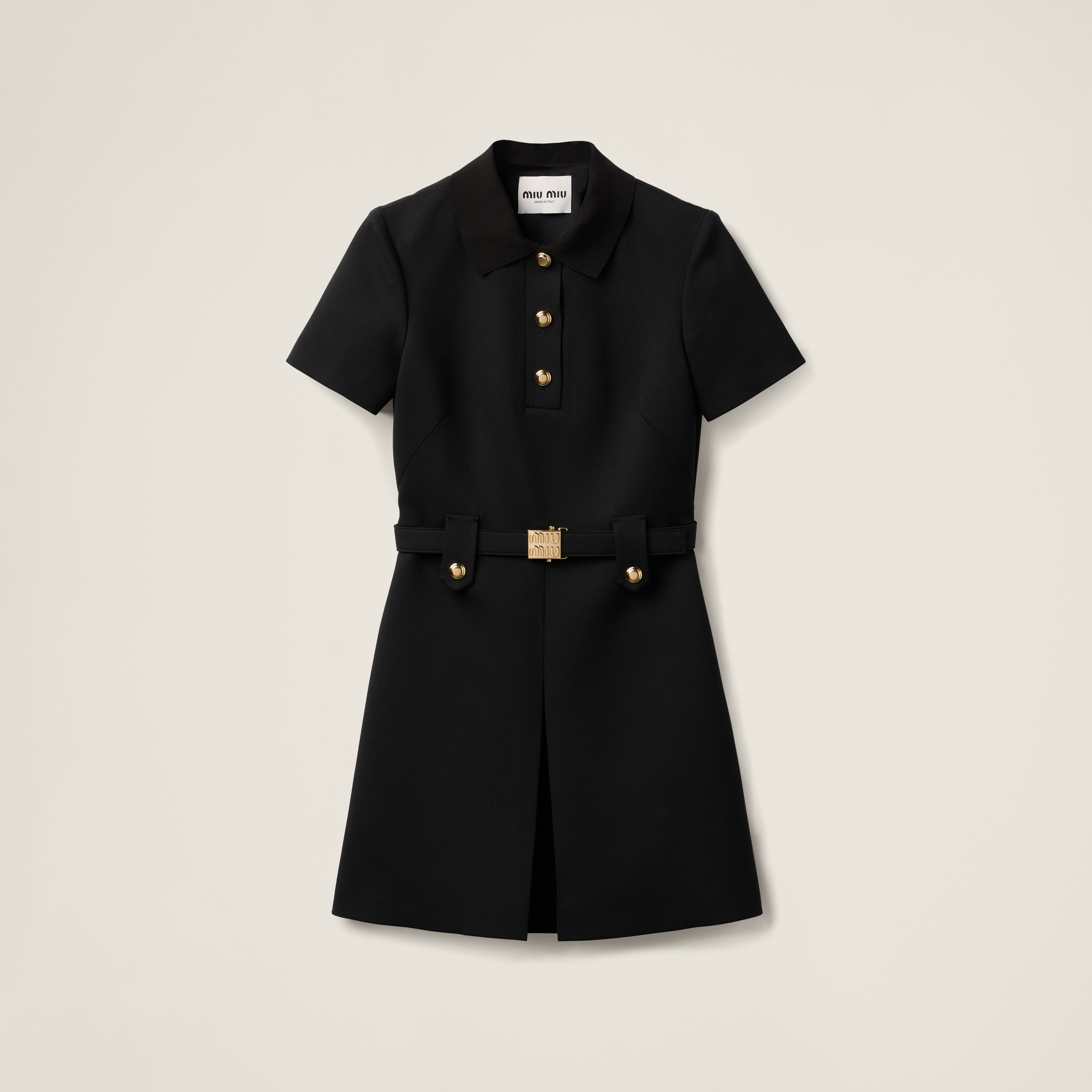 Miu Miu Grain De Poudre Mini-dress In Black