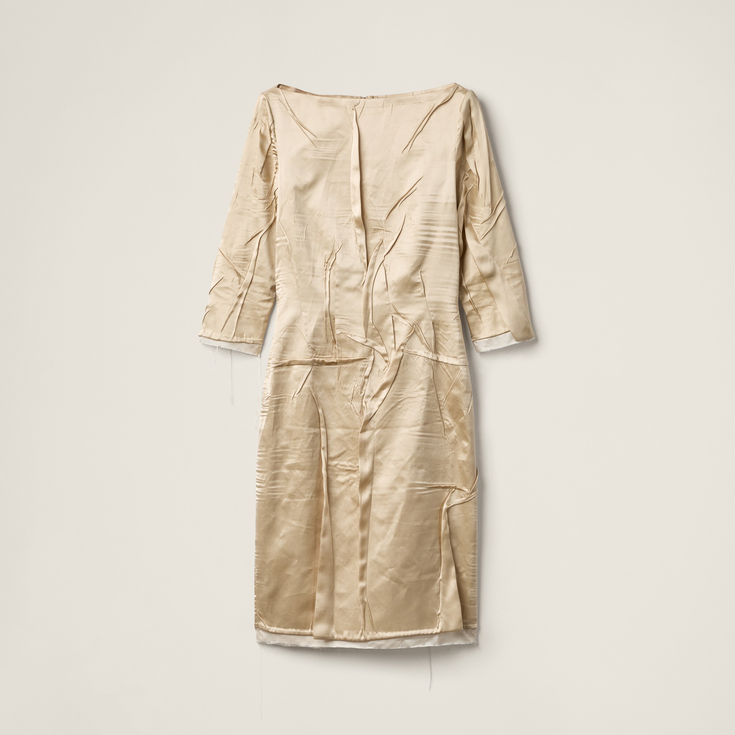 Miu Miu Satin Silk Knee-length Dress In Desert Beige
