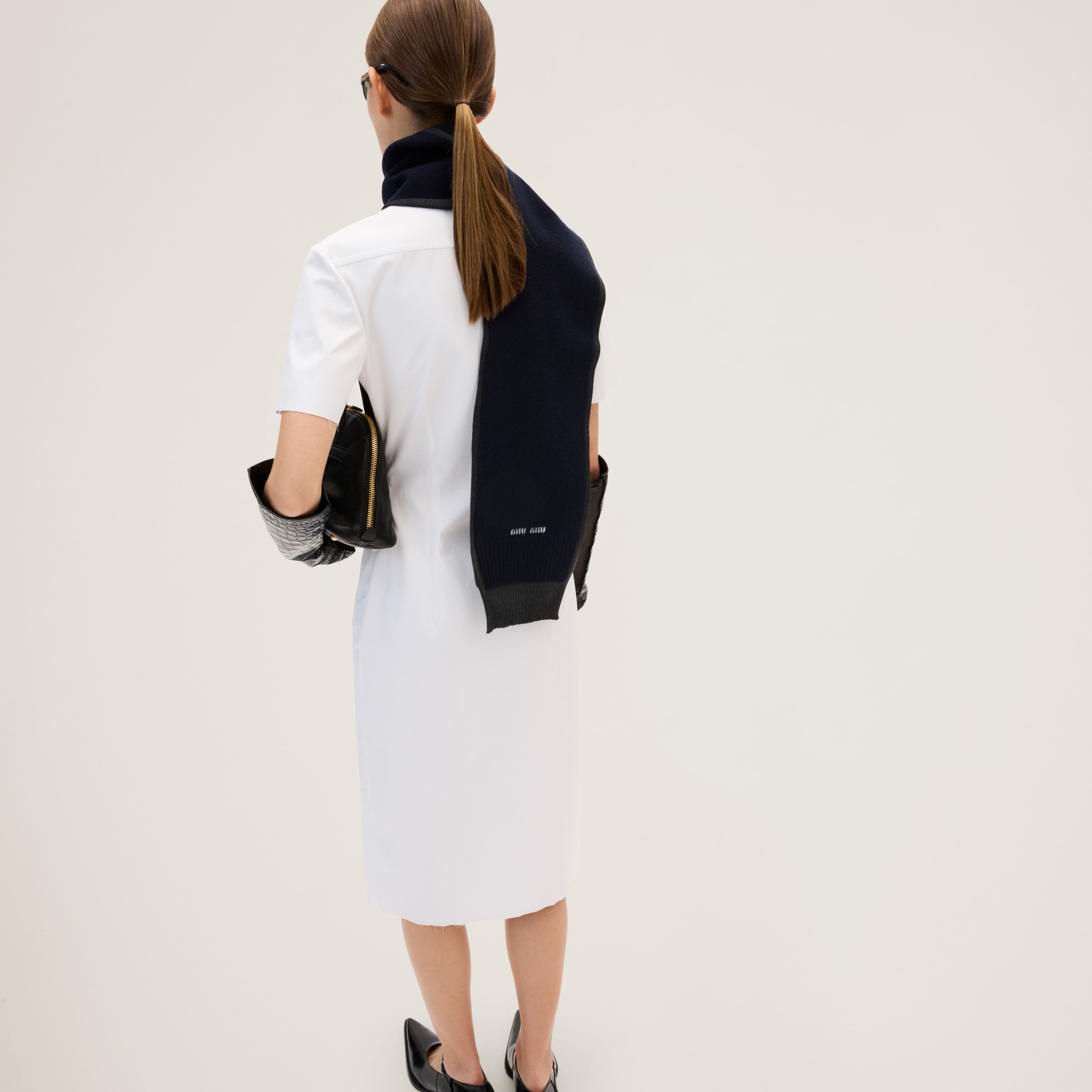 White Poplin And Jersey Dress | Miu Miu