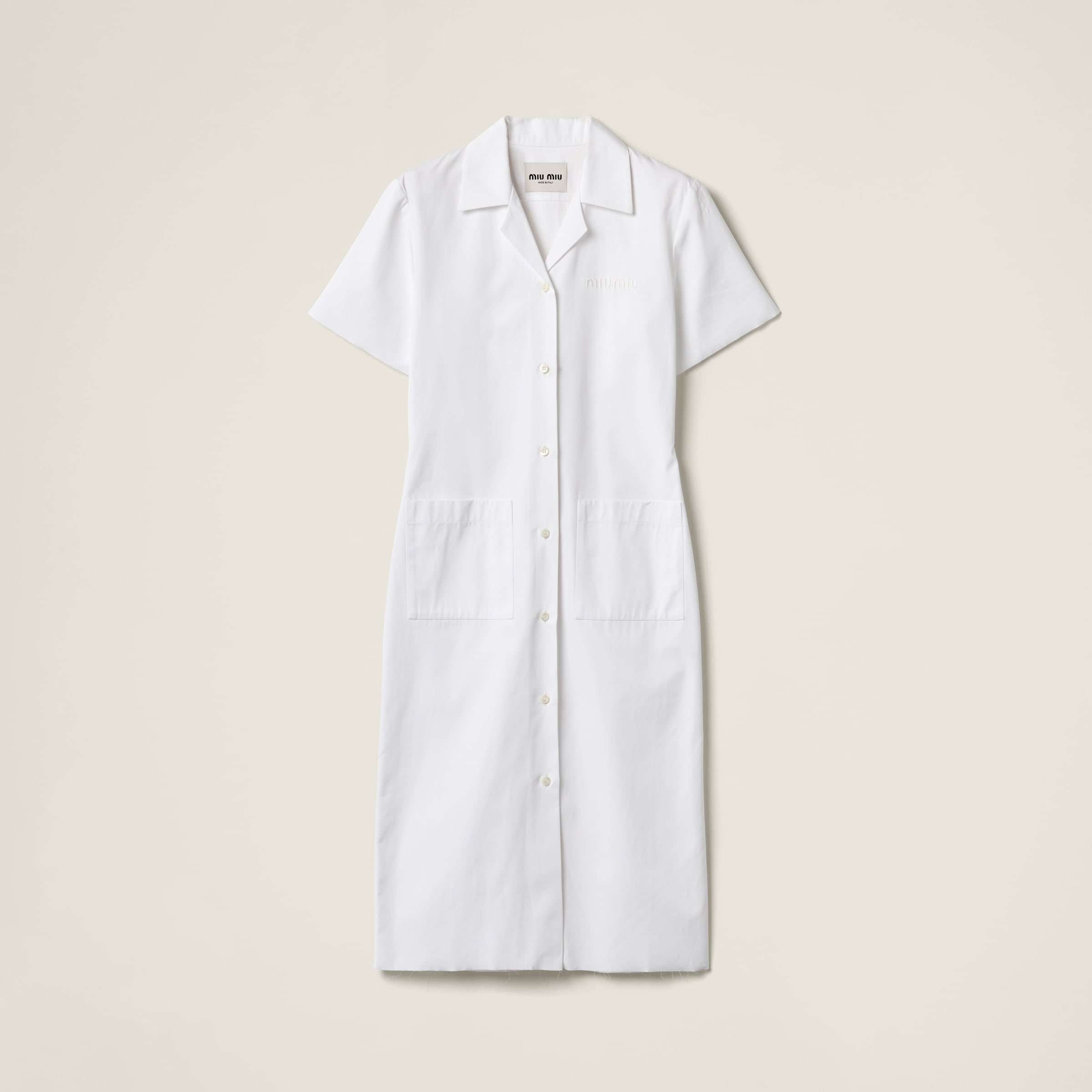 White Poplin And Jersey Dress | Miu Miu