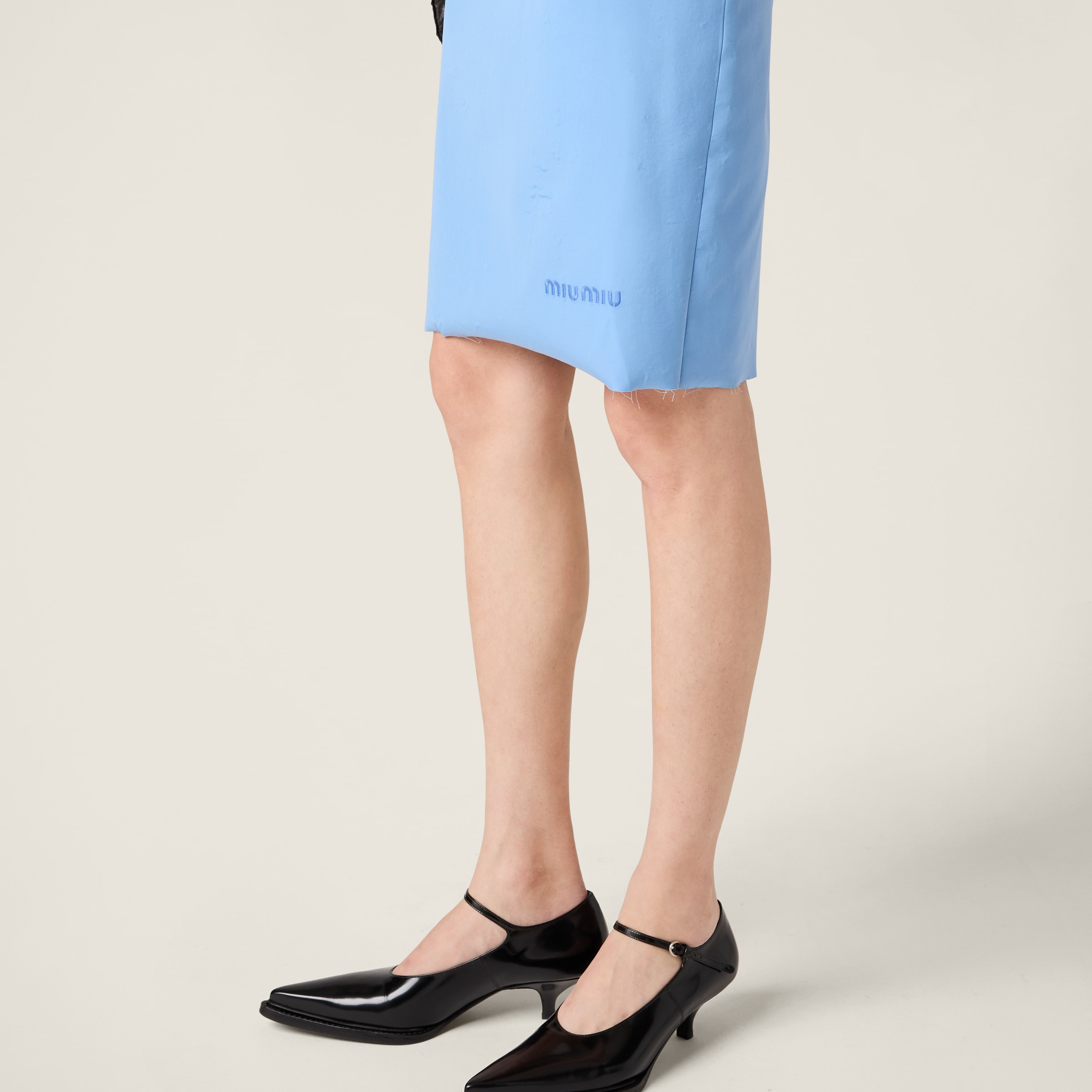 Sapphire Blue Poplin And Jersey Dress | Miu Miu Sapphire Blue Poplin And Jersey Dress | Miu Miu