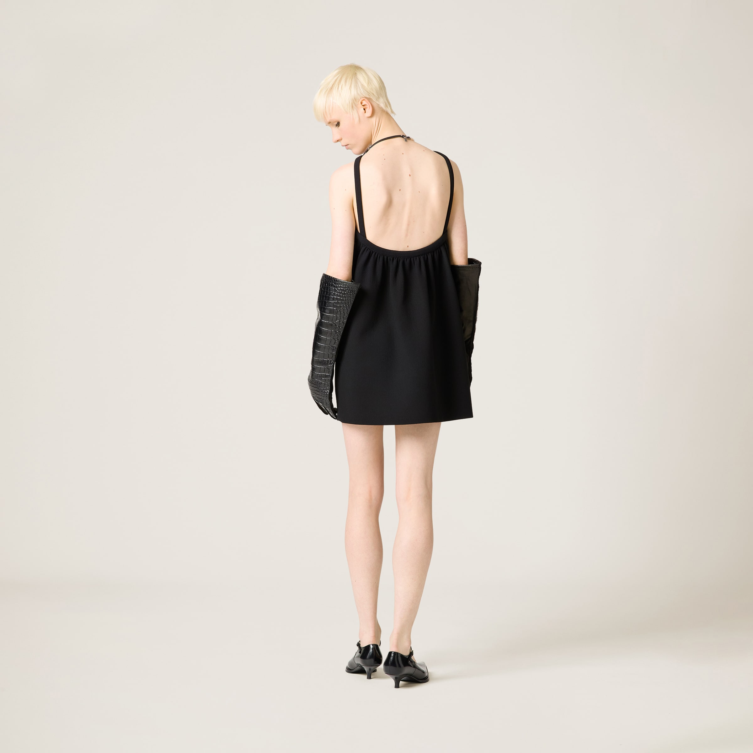 Miu Miu Natté Mini-dress In Black