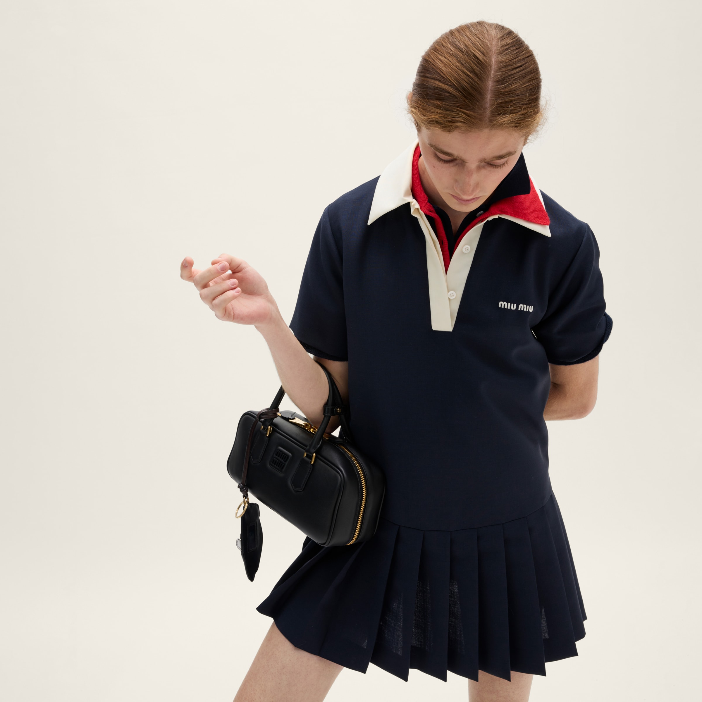 高級感 ネイビー Miu Miu | ミニドレス キッドモヘア 靴
