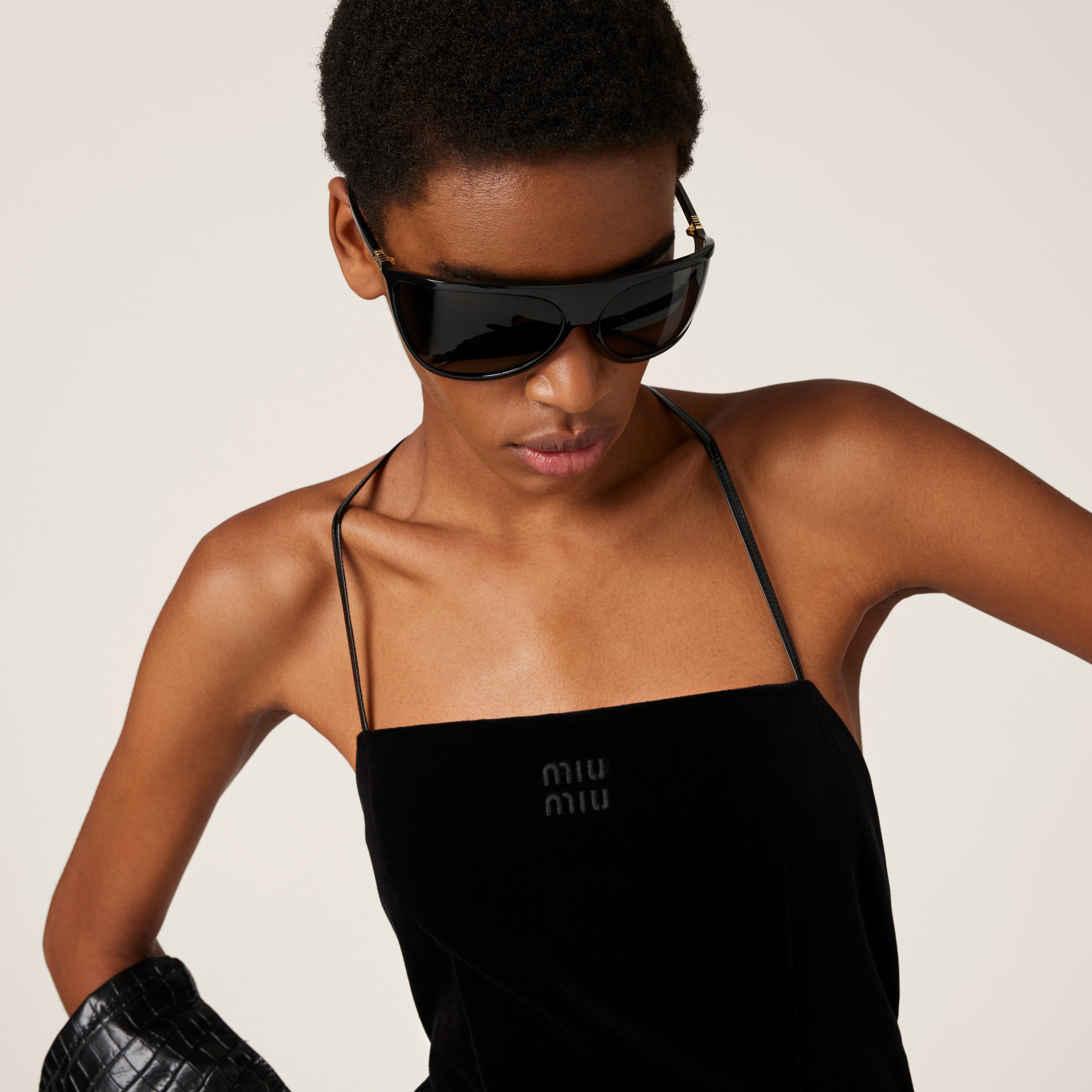 Black Stretch Velvet Mini-dress | Miu Miu