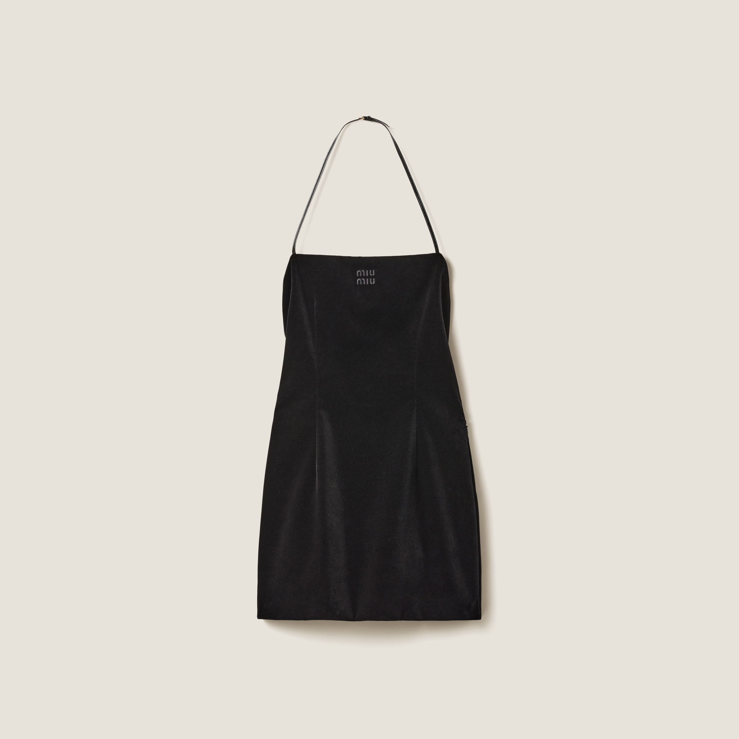 Miu Miu Stretch Velvet Mini-dress In Black
