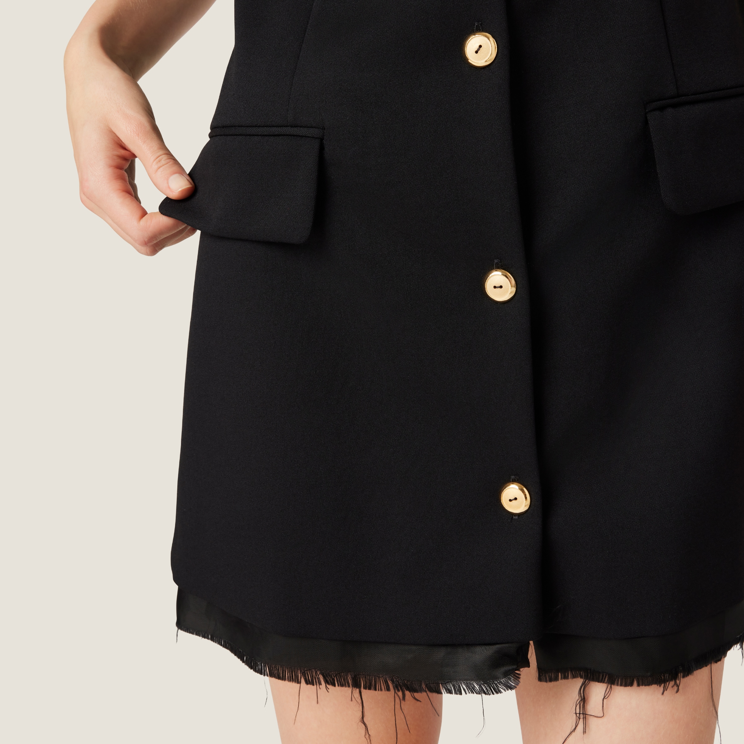Black Grain De Poudre Wool Mini-dress | Miu Miu