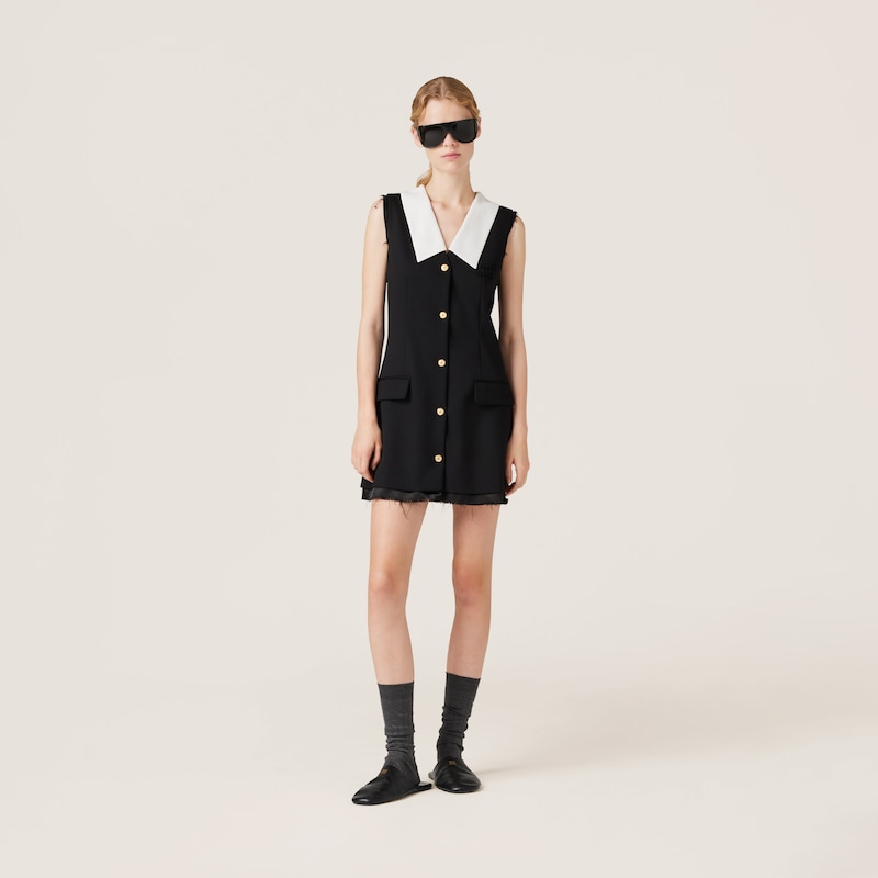 Miu Miu Layered Gray Wool Mini Dress