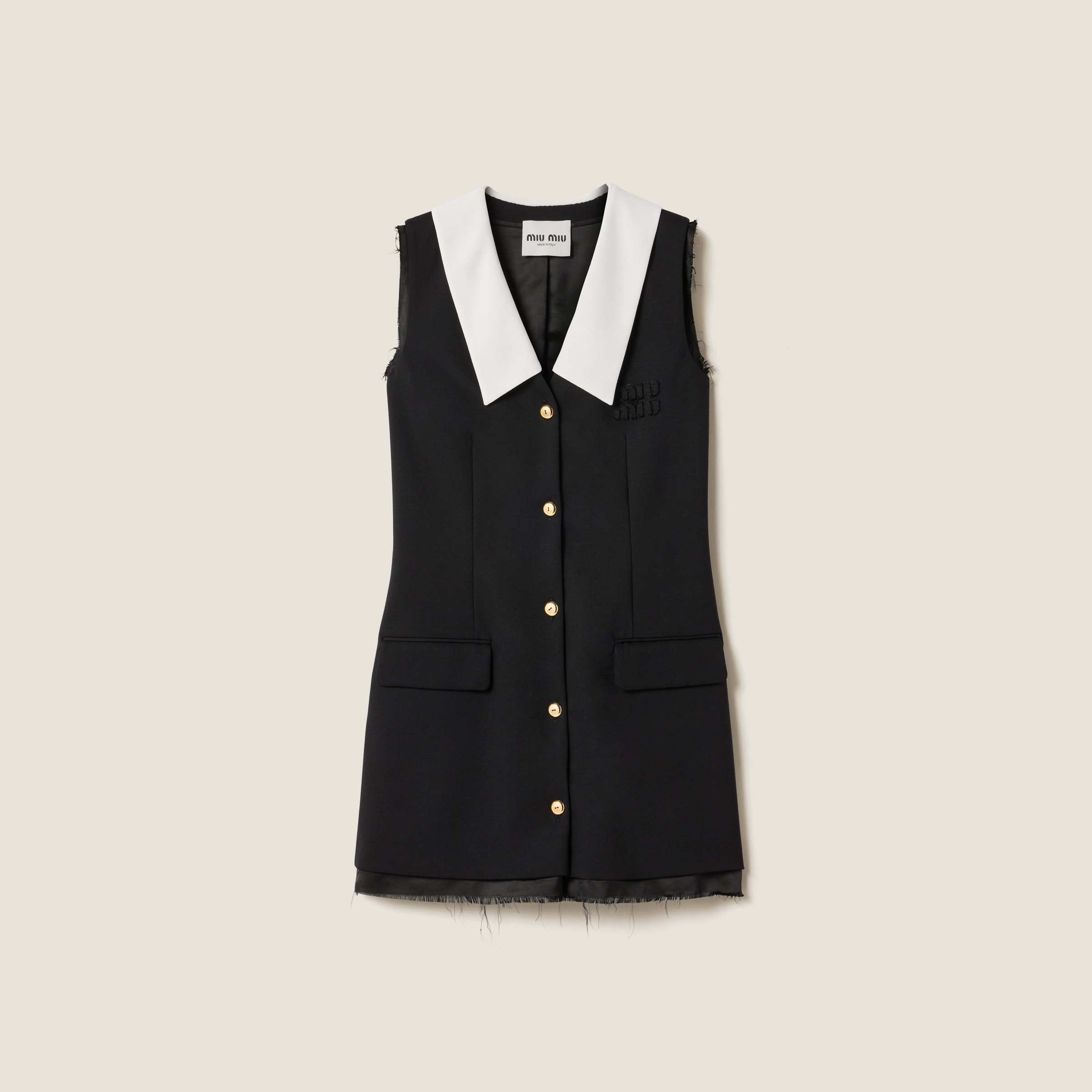 Miu Miu Grain De Poudre Wool Mini-dress In Black