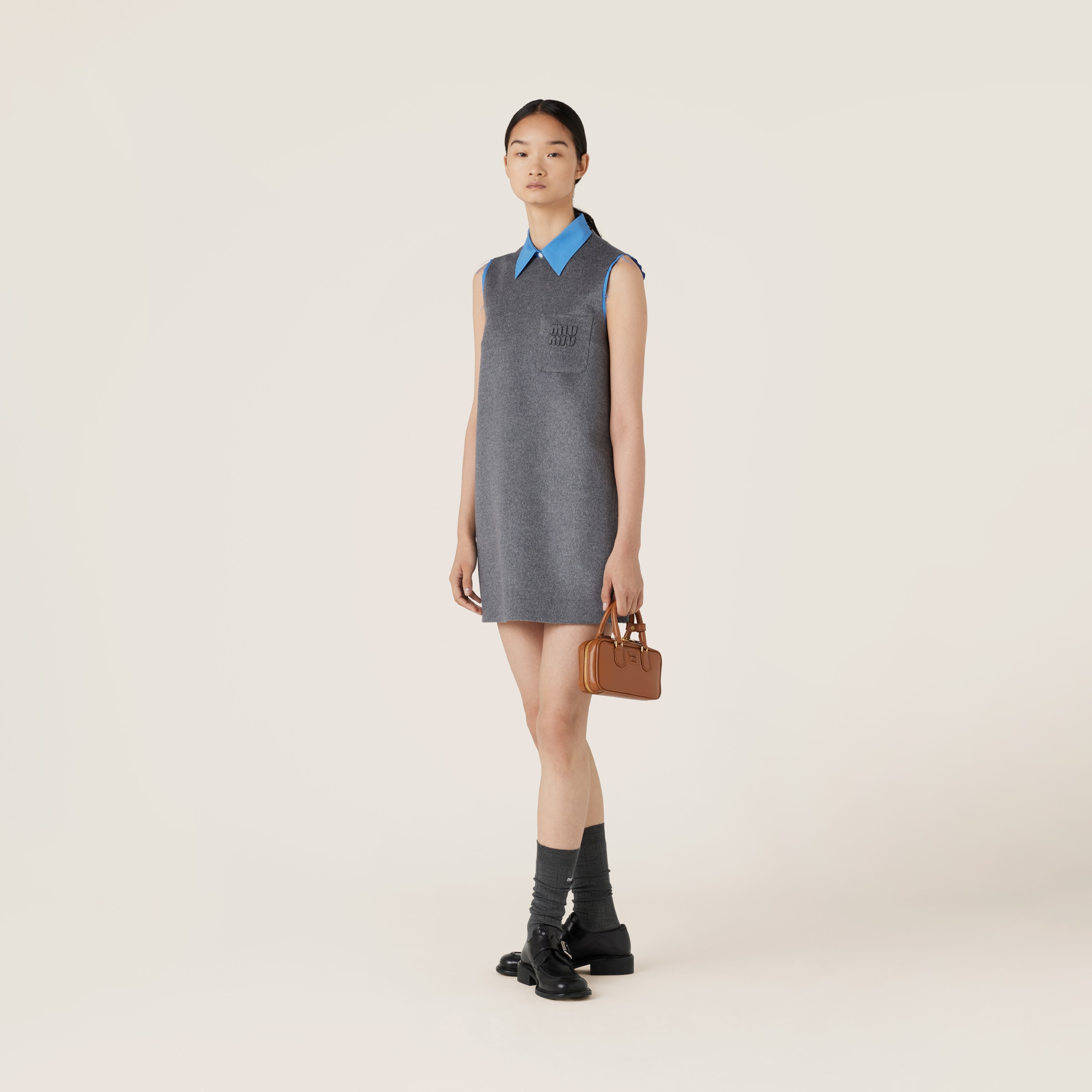 【関税&送料込】Miu Miu Grey Velour Mini Dress Miu Miu Grey Velour Mini Dress | italist