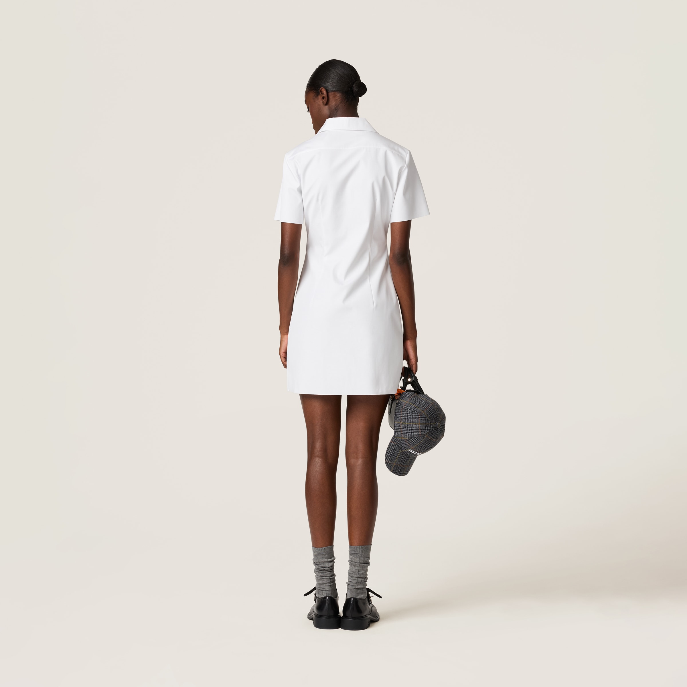 Miu Miu Poplin And Jersey Mini-dress In White