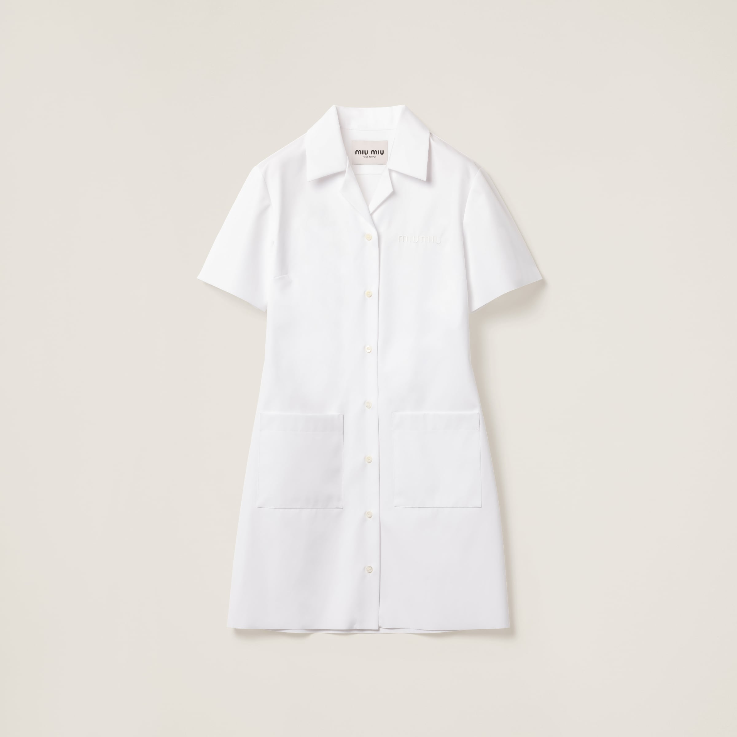 Miu Miu Poplin And Jersey Mini-dress In White