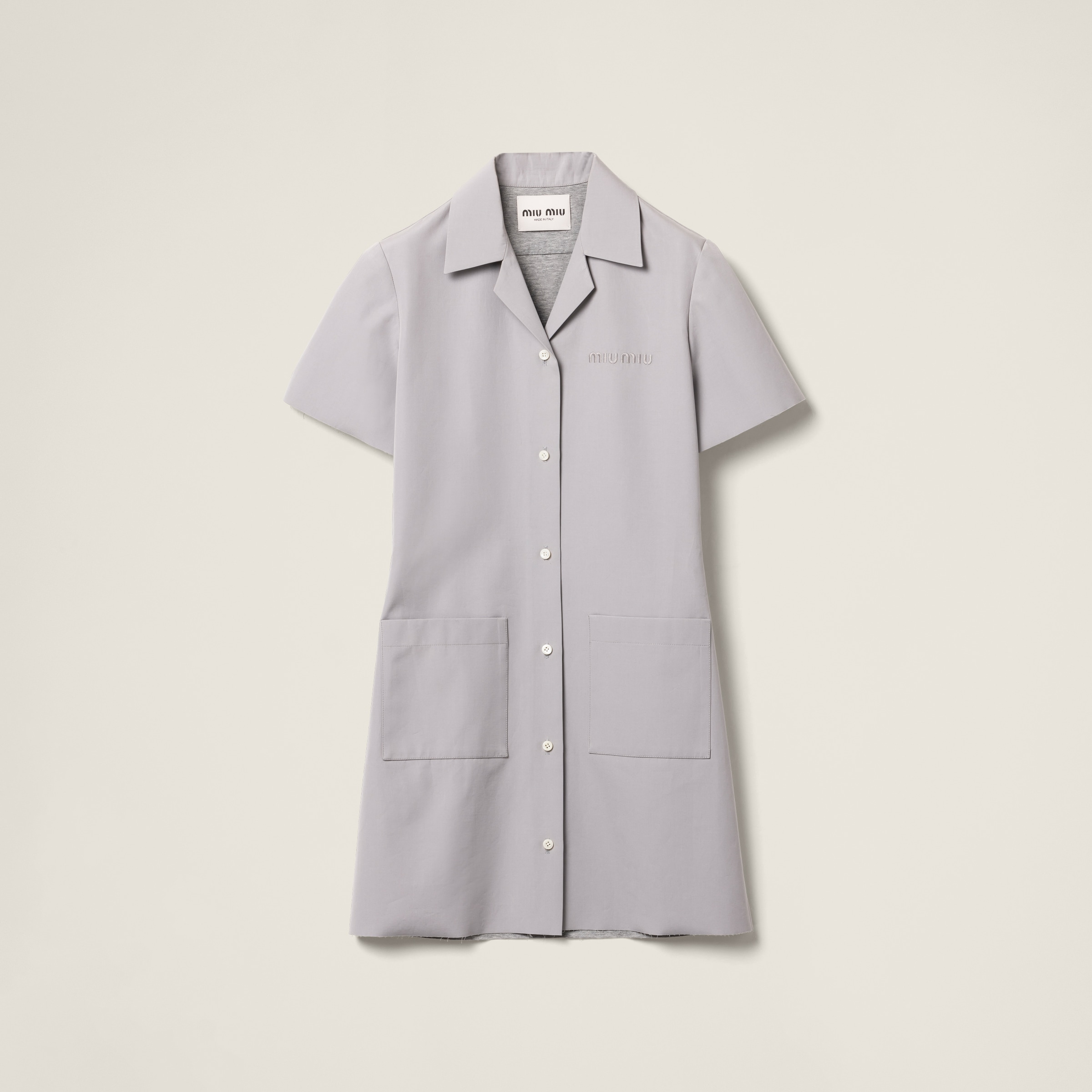Granite Gray Poplin And Jersey Mini-dress | Miu Miu