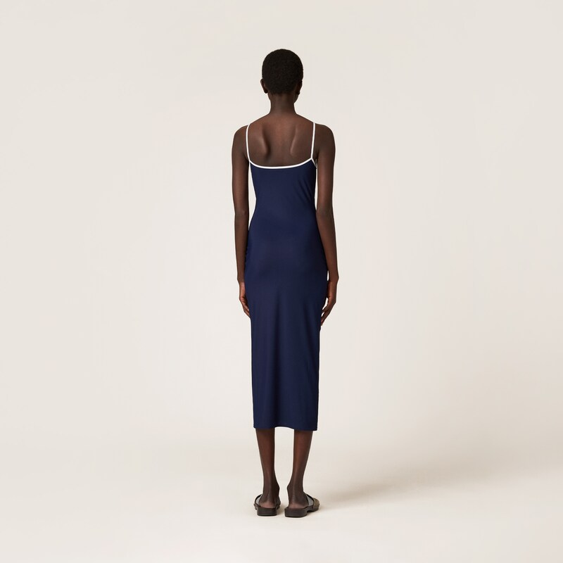 彈力平織布中長連衣裙