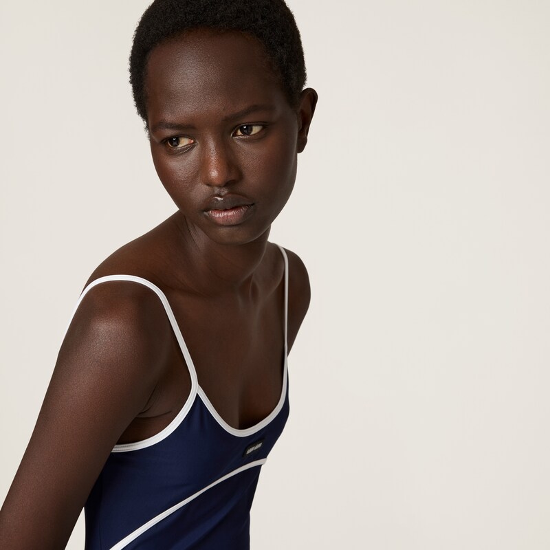 彈力平織布中長連衣裙