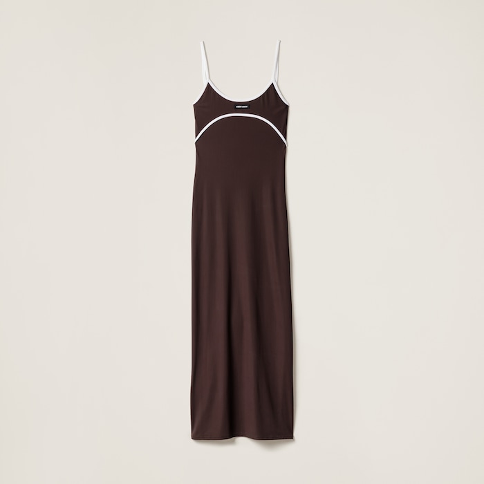 ワンピース MiuMiu LONG DRESS (MF5236SOOOD92 F0002) Black Long Satin Dress | Miu Miu