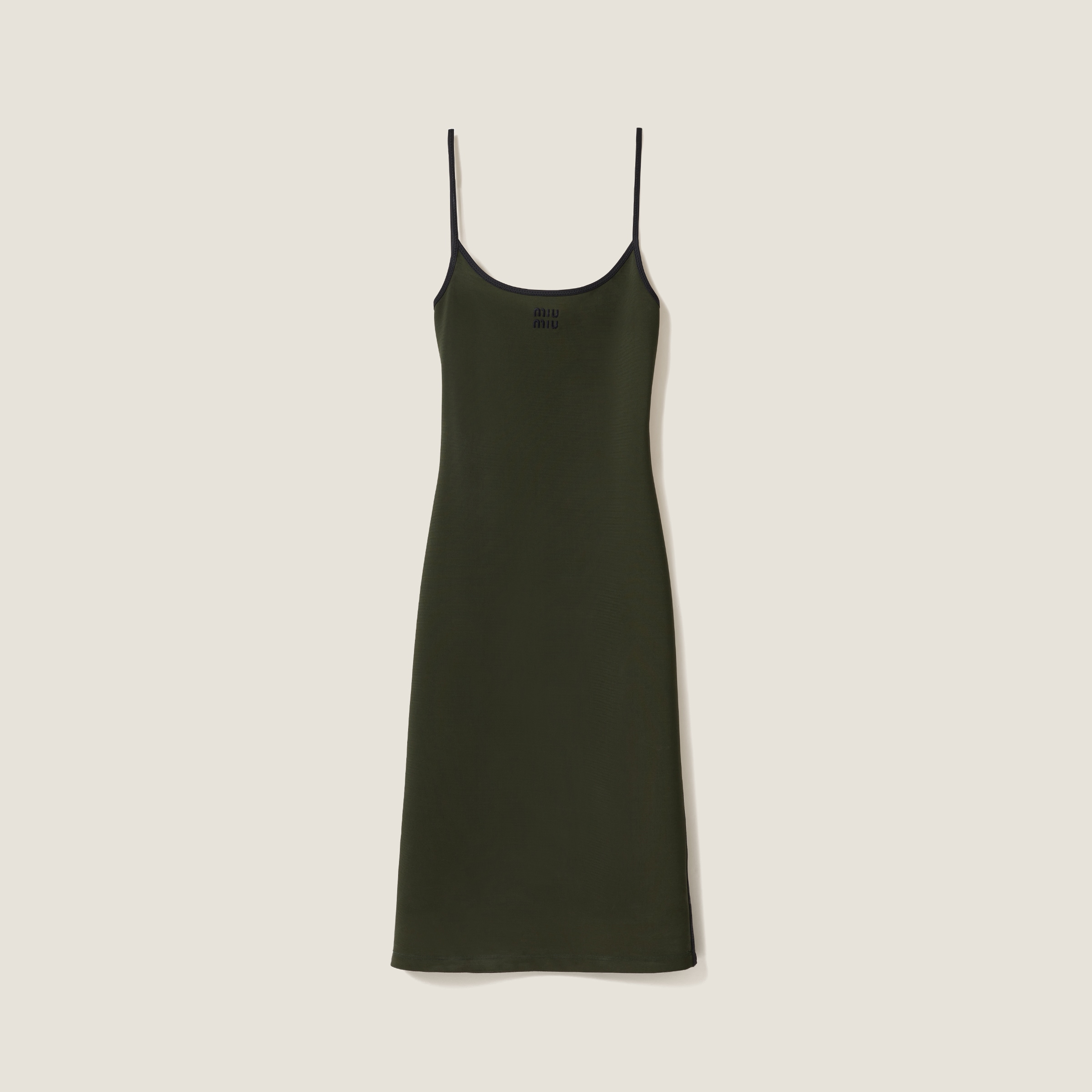 Miu Miu Stretch Jersey Midi-dress In Military Green