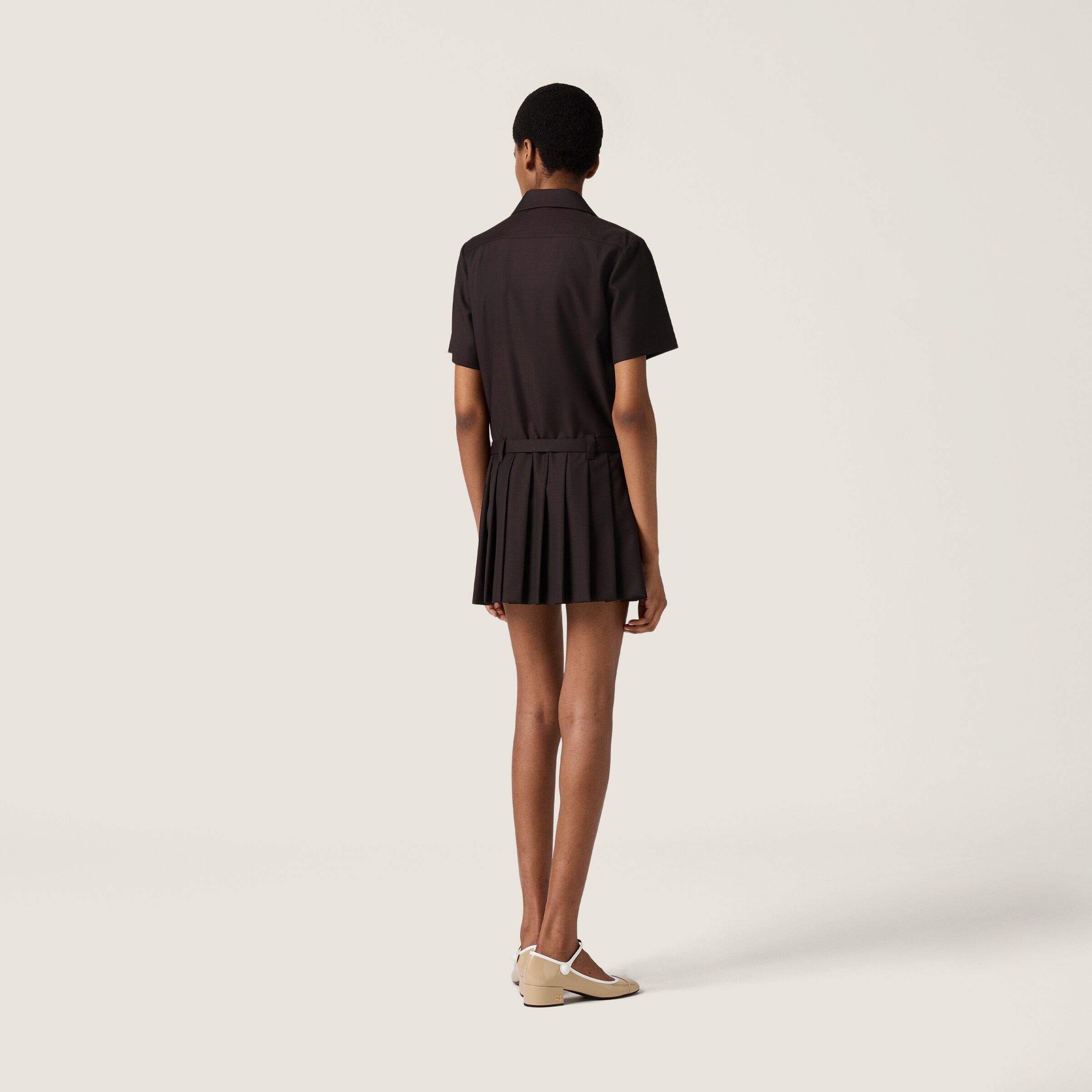 MiuMiu＊Batavia dress ウール プリーツミニドレス＊送料込 Navy Batavia Dress | Miu Miu