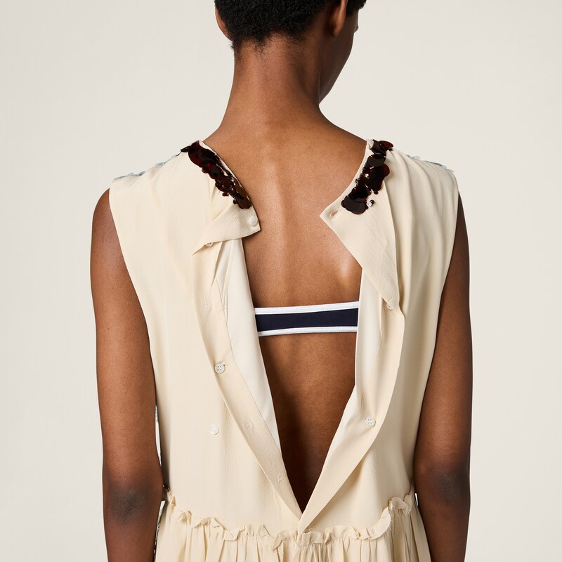 Embroidered marocain dress