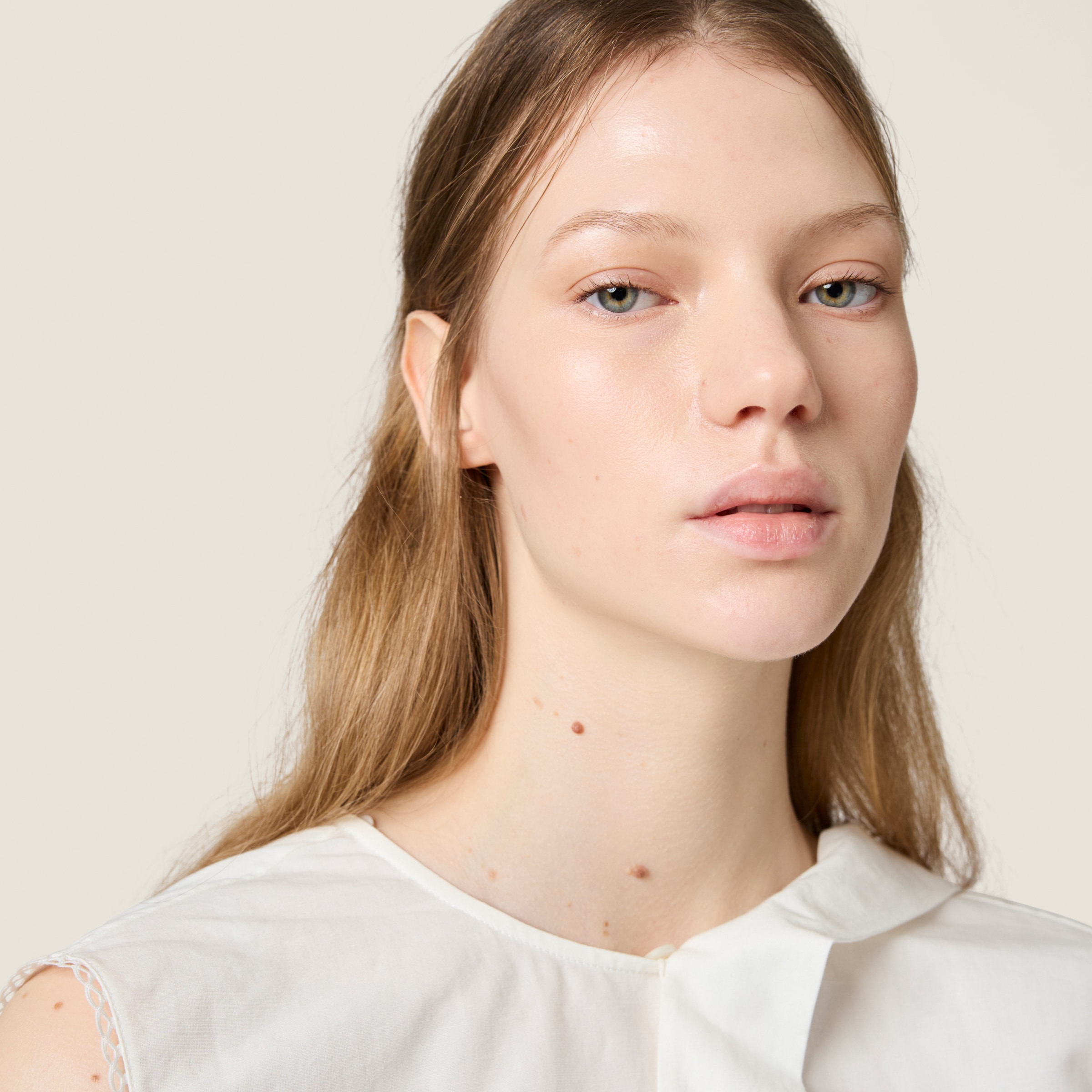 Shop Miu Miu Slubbed Poplin Dress In White