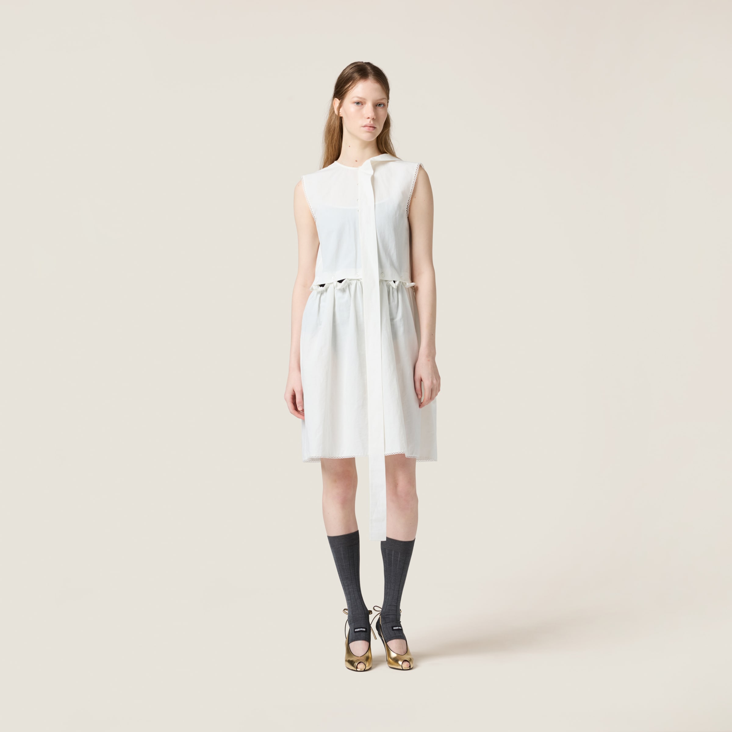 MIU MIU SLUBBED POPLIN DRESS
