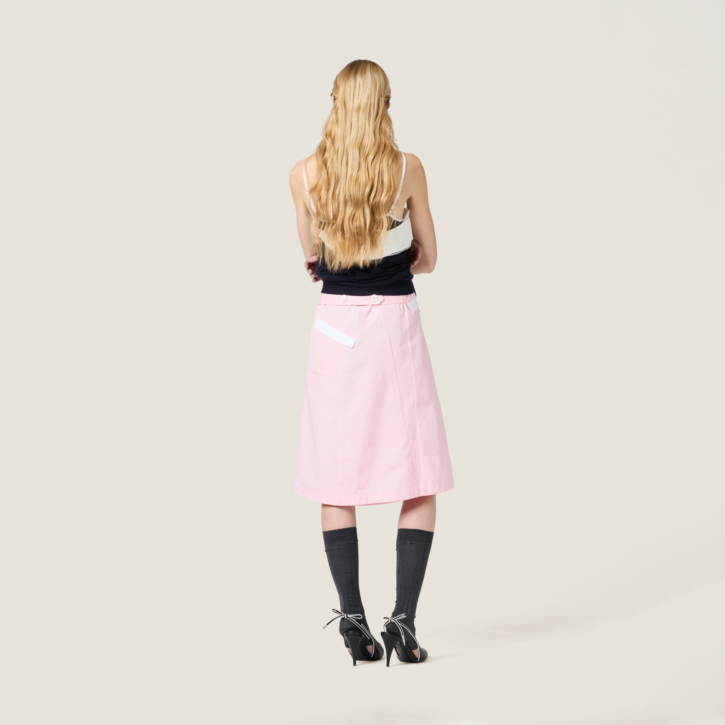 Miu Miu Poplin Dress In Alabaster Pink