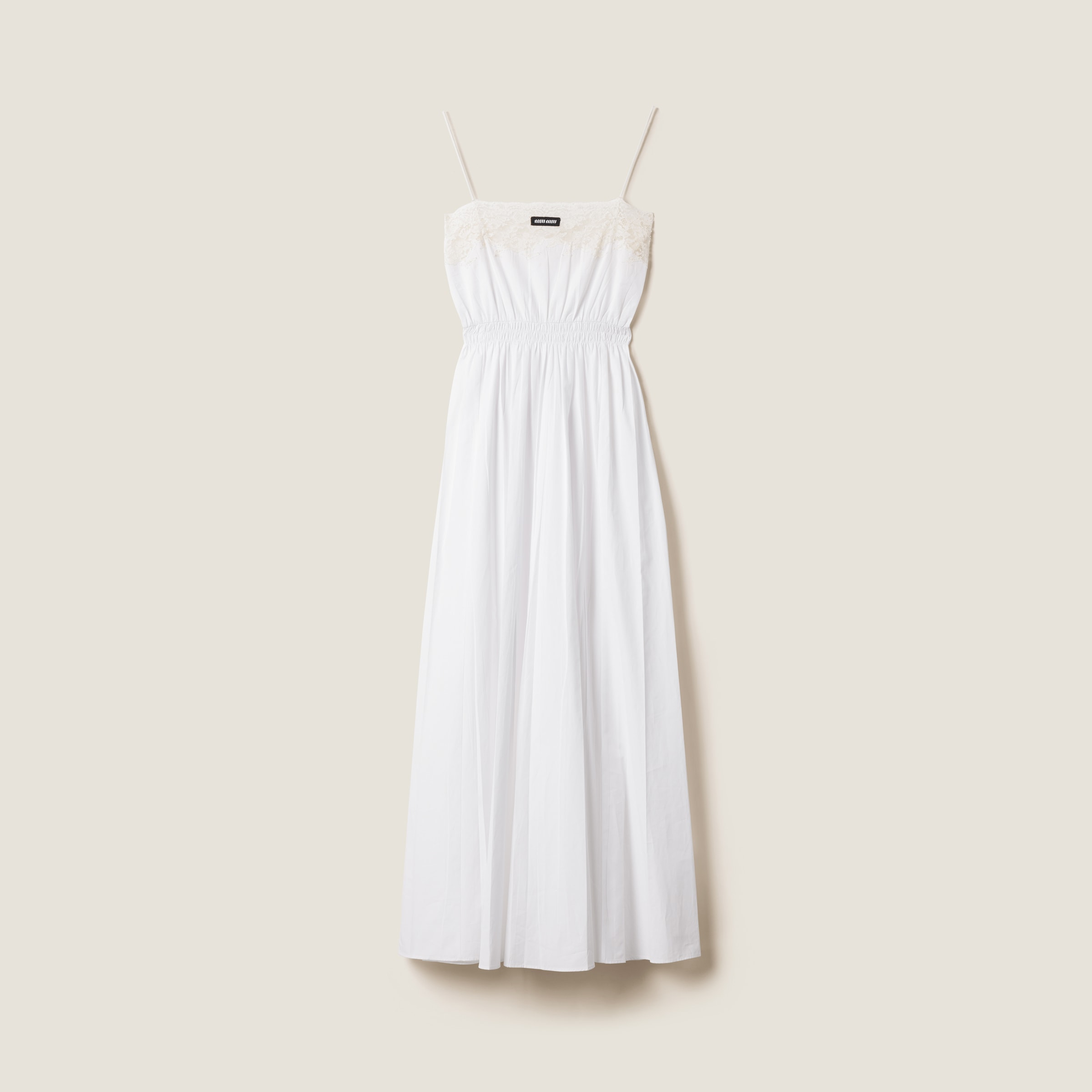 Miu Miu Poplin And Lace Midi-dress