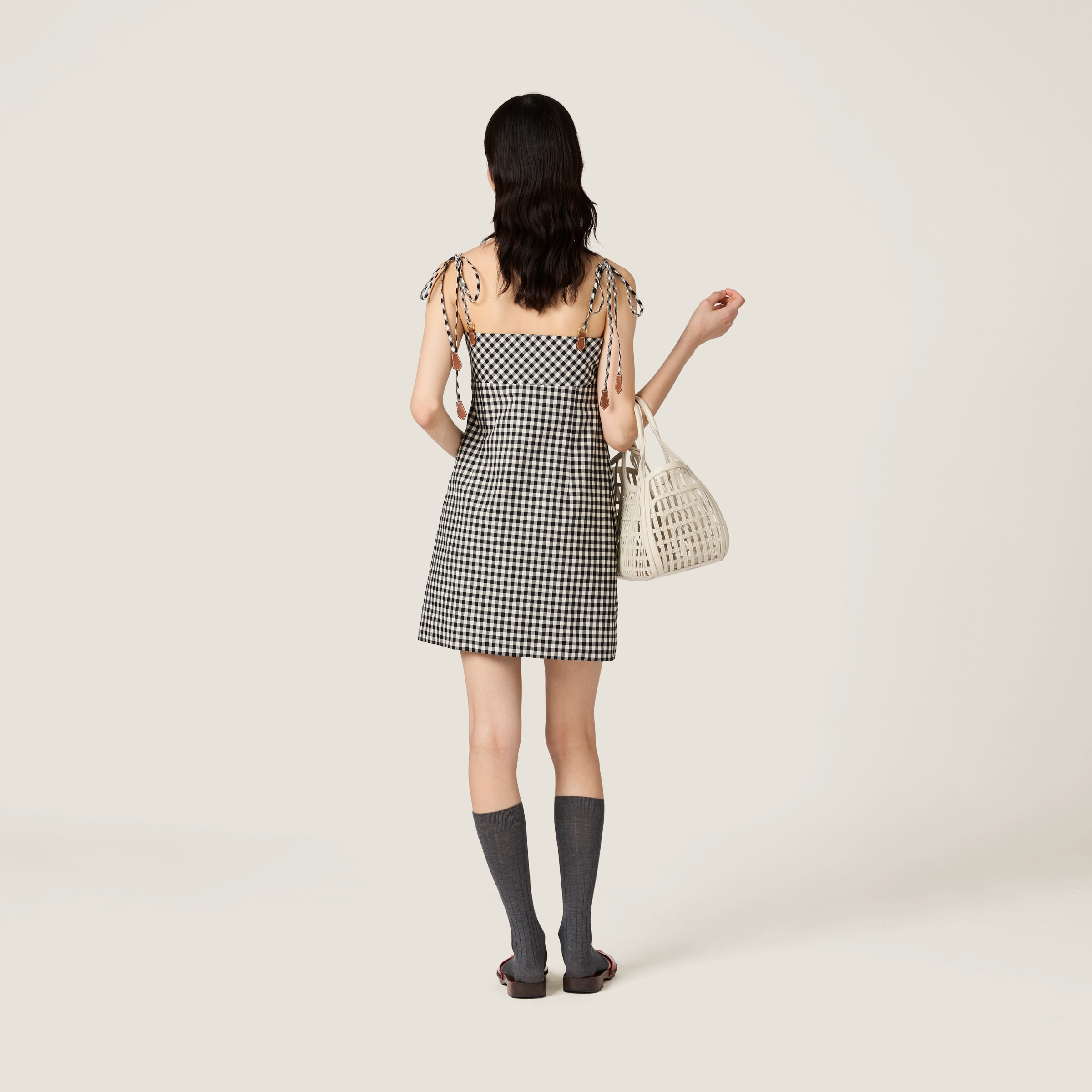 White/black Gingham Check Mini-dress | Miu Miu
