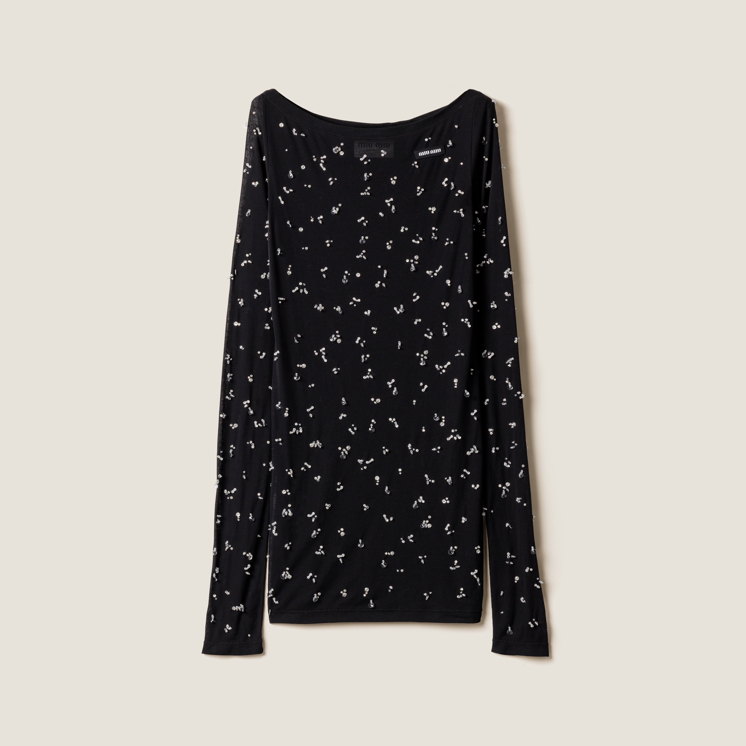 Miu Miu Embroidered Ribbed Knit Jersey Dress