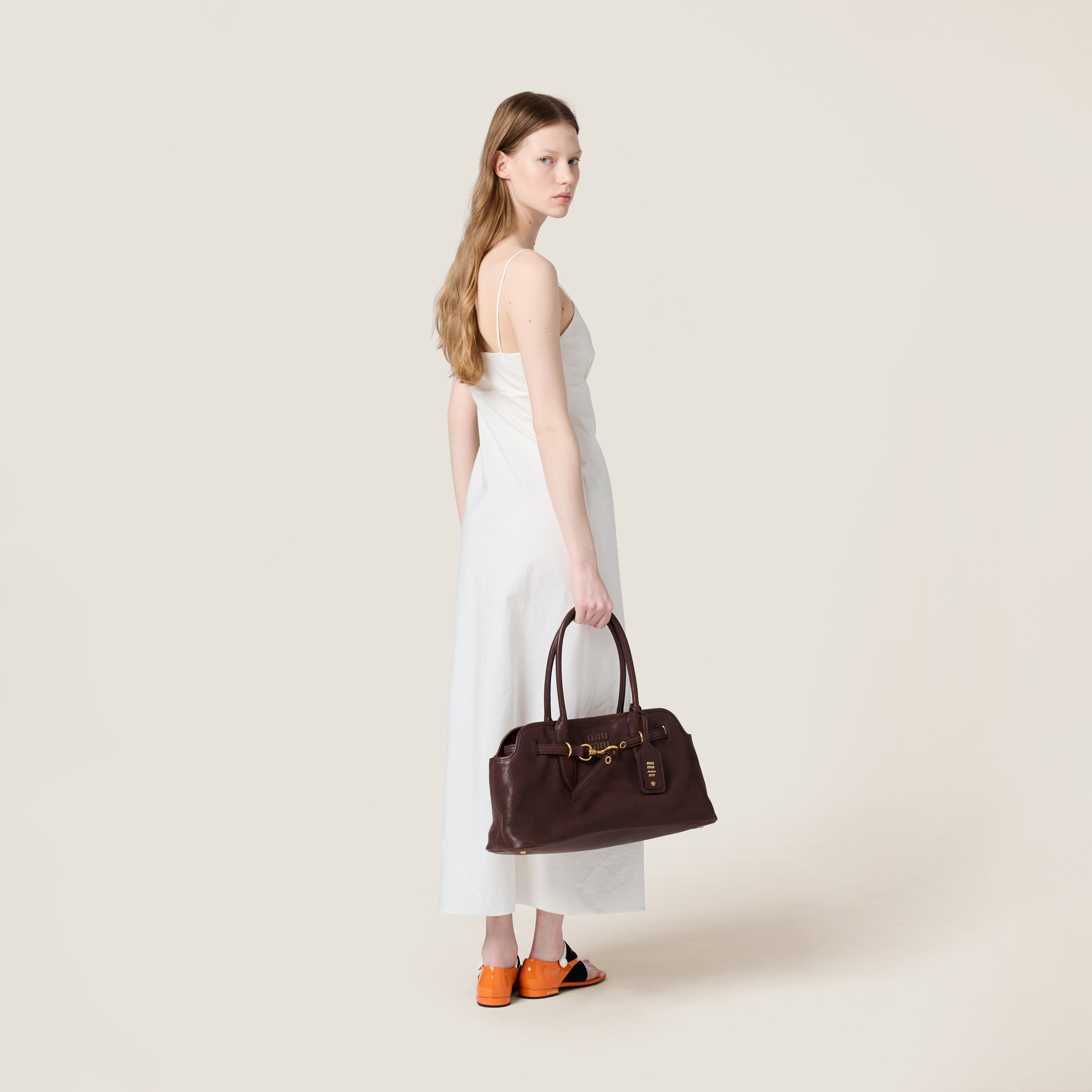 Miu Miu Embroidered Slubbed Canvas Maxi-dress