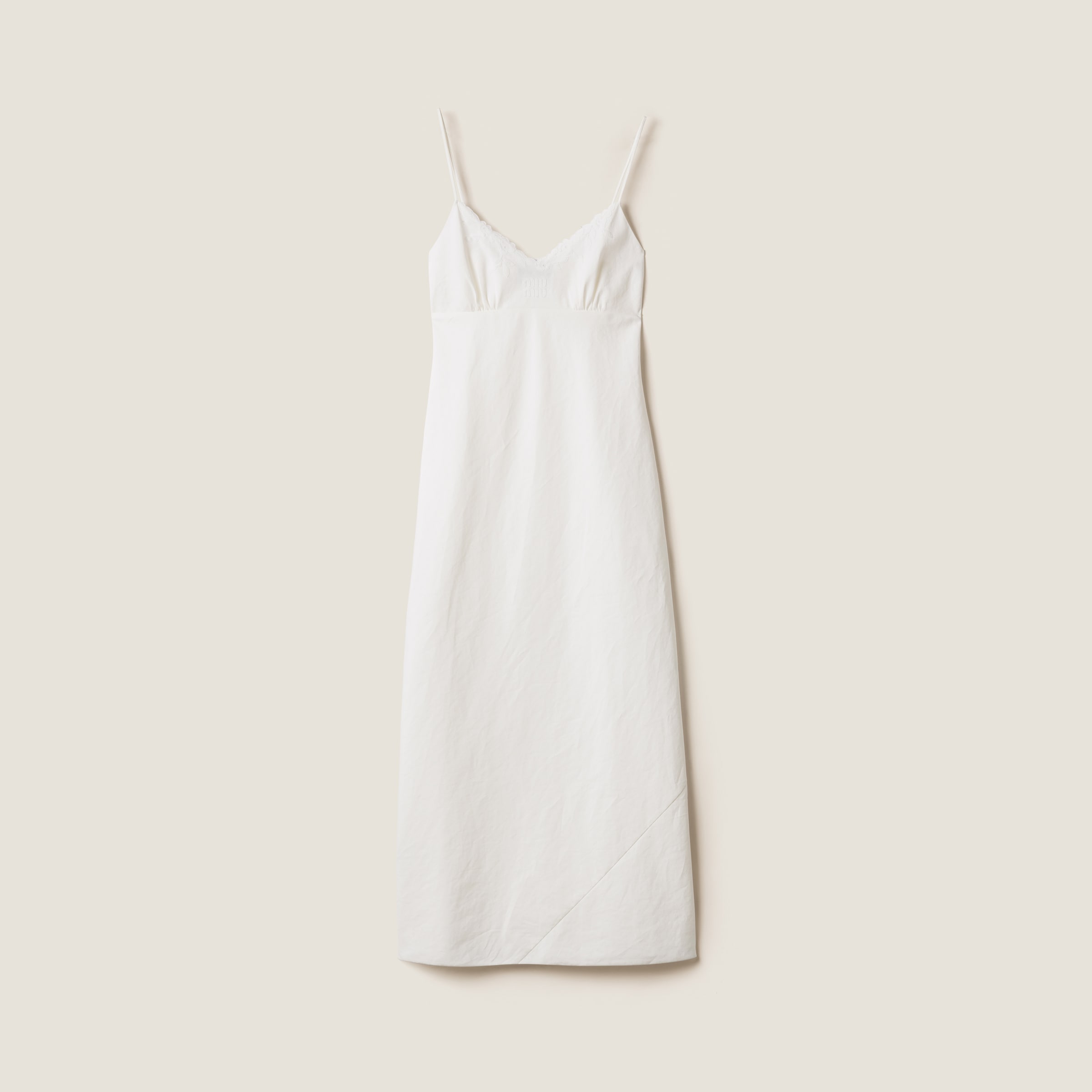 Miu Miu Embroidered Slubbed Canvas Maxi-dress