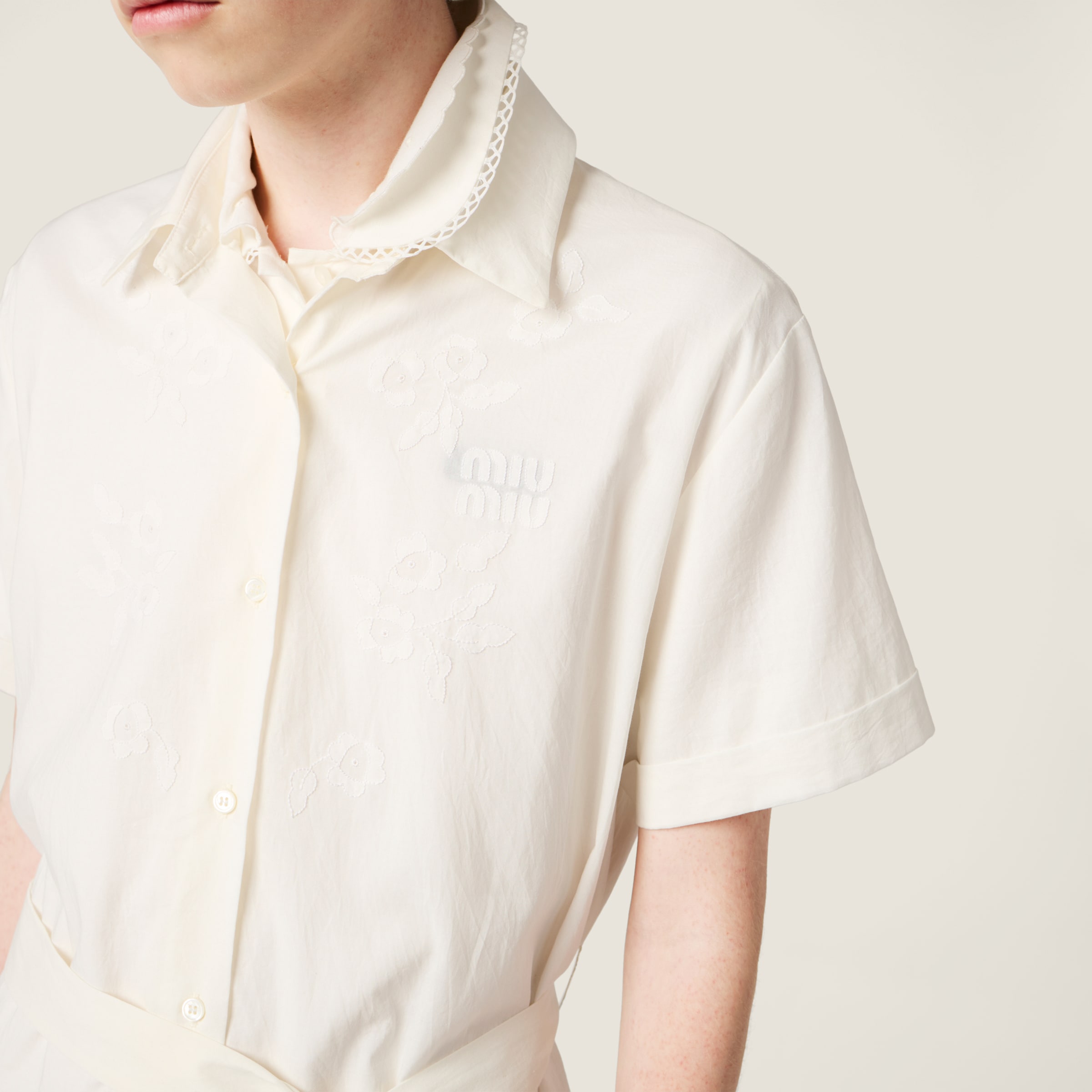 Miu Miu Embroidered Batiste Maxi-dress In White