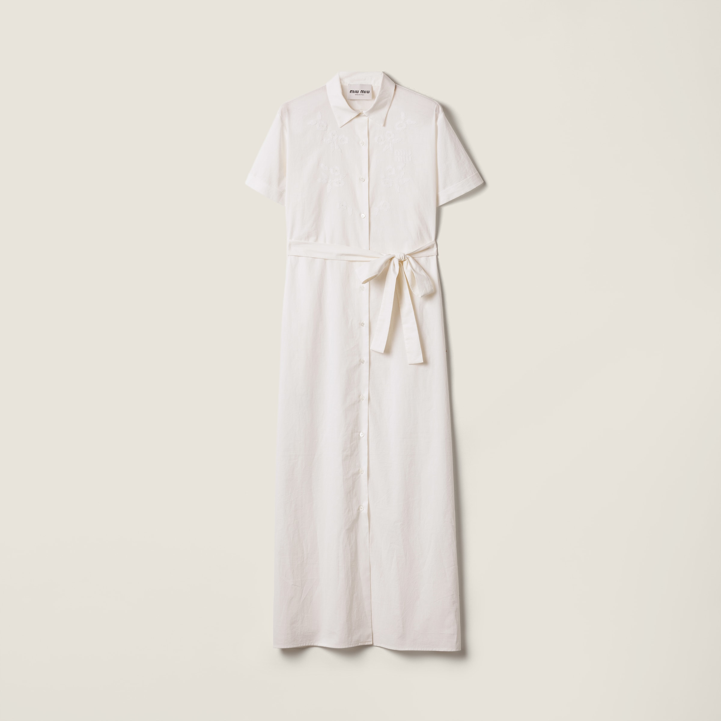 Miu Miu Embroidered Batiste Maxi-dress In White