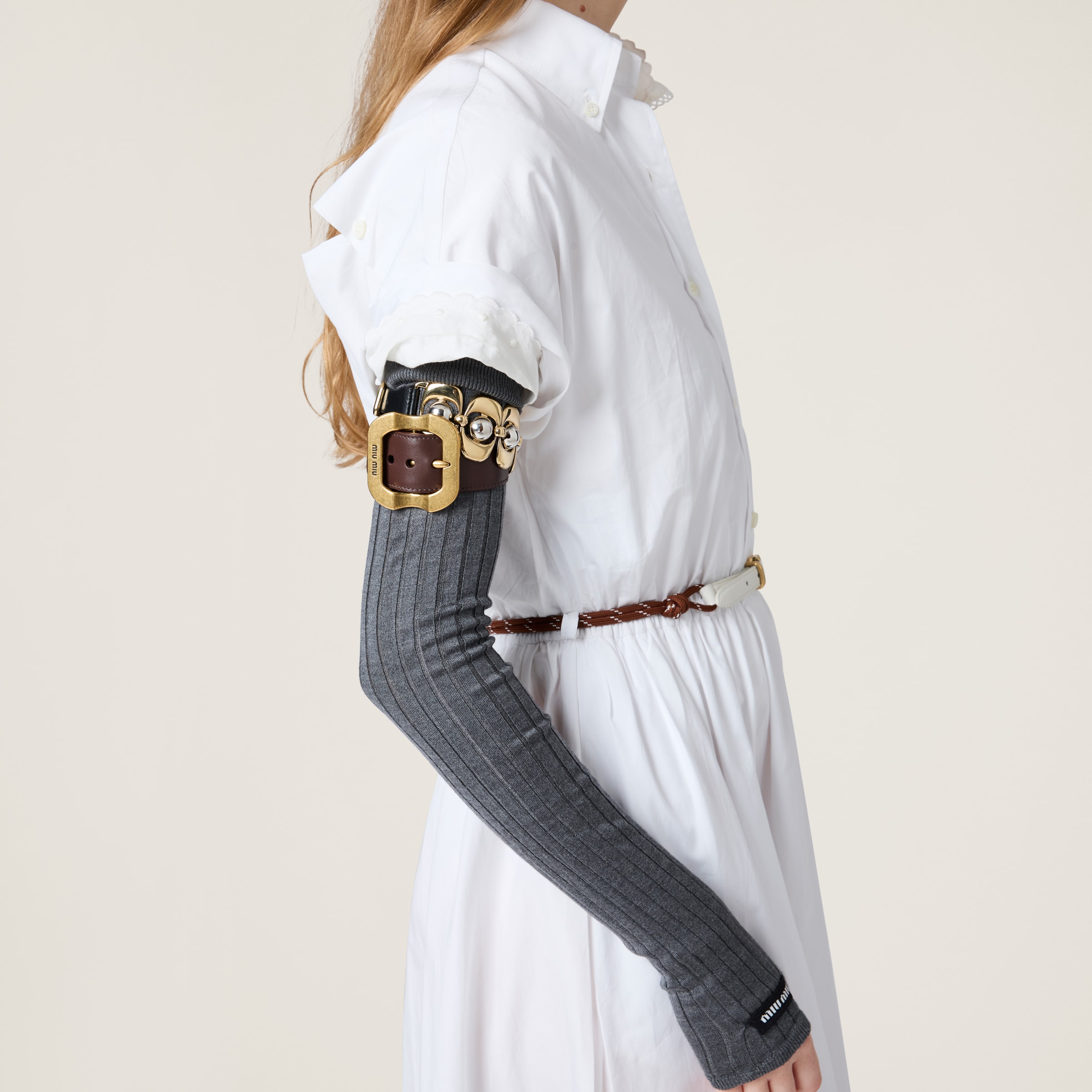 White Poplin Midi Shirt-dress | Miu Miu