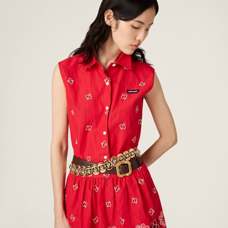 Mini-robe en popeline flammée