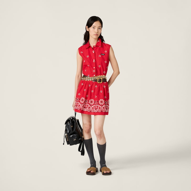 Mini-robe en popeline flammée