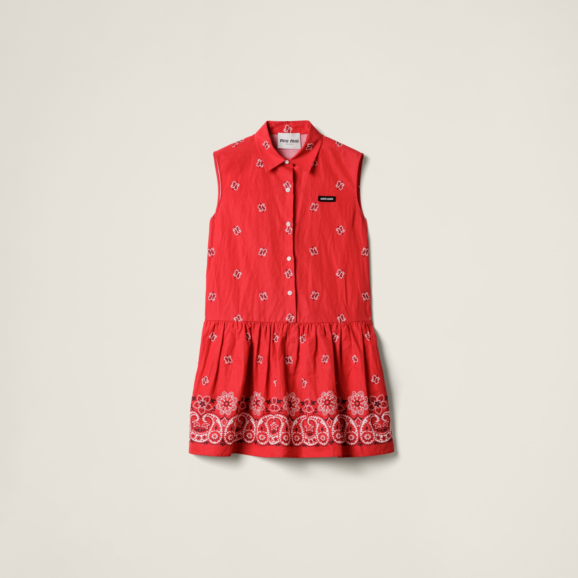 Miu Miu Slubbed Poplin Mini-dress