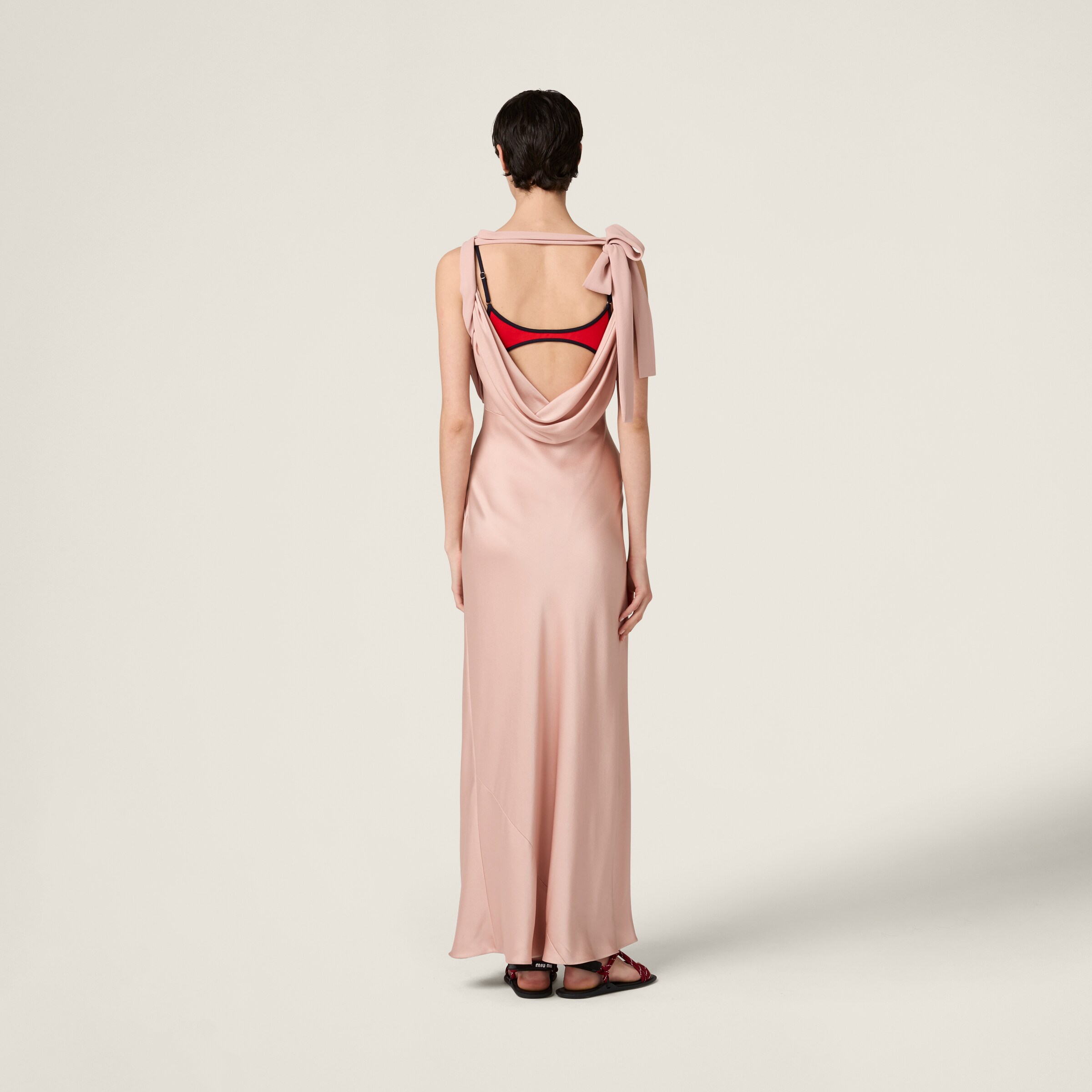 Miu Miu Light Pink Abiti Envers Satin In Pink