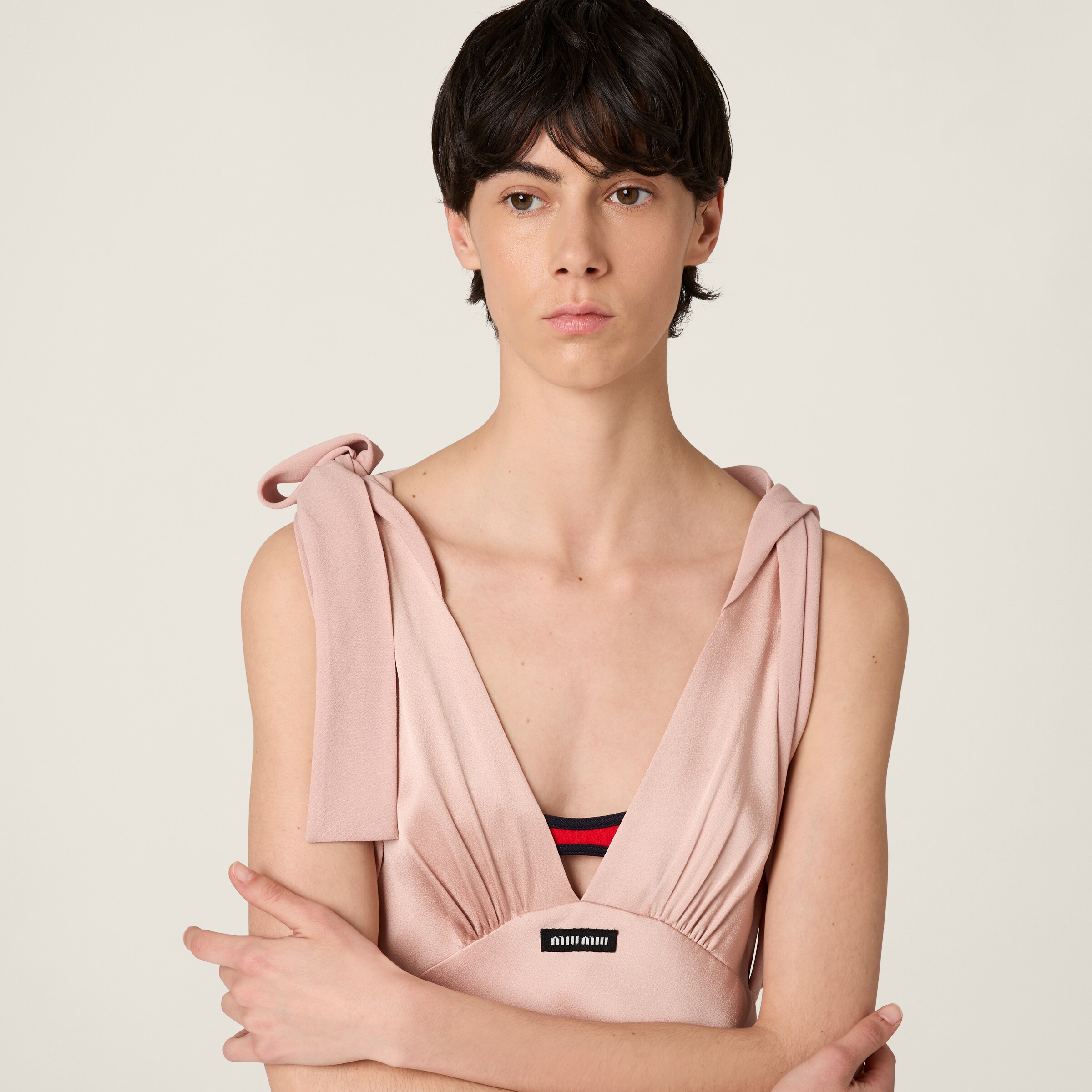 Miu Miu Light Pink Abiti Envers Satin In Pink