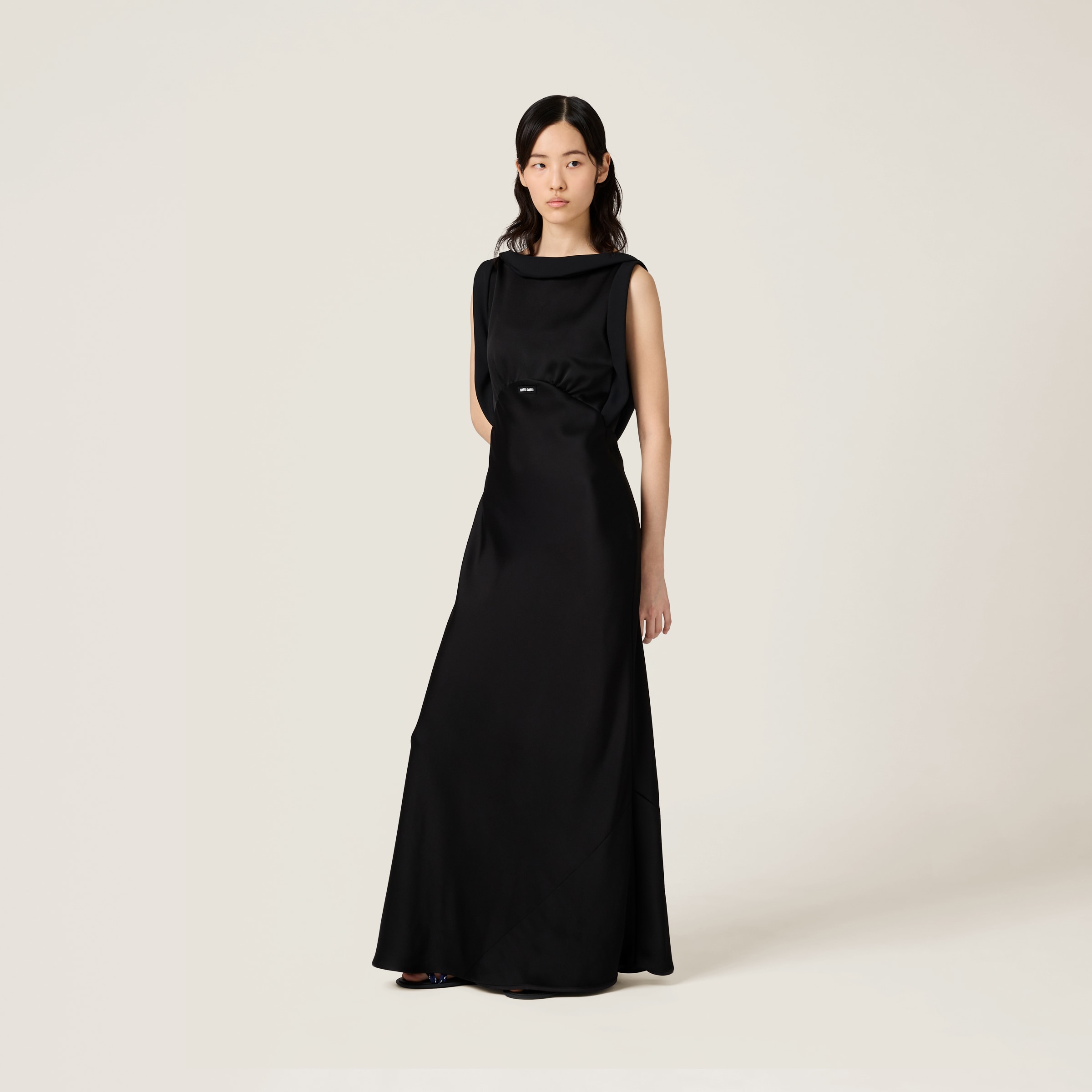 Black Long Satin Dress | Miu Miu